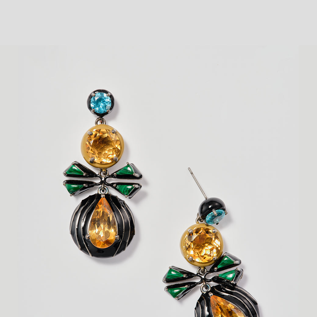Thumbprint Chandelier Earrings - Citrine
