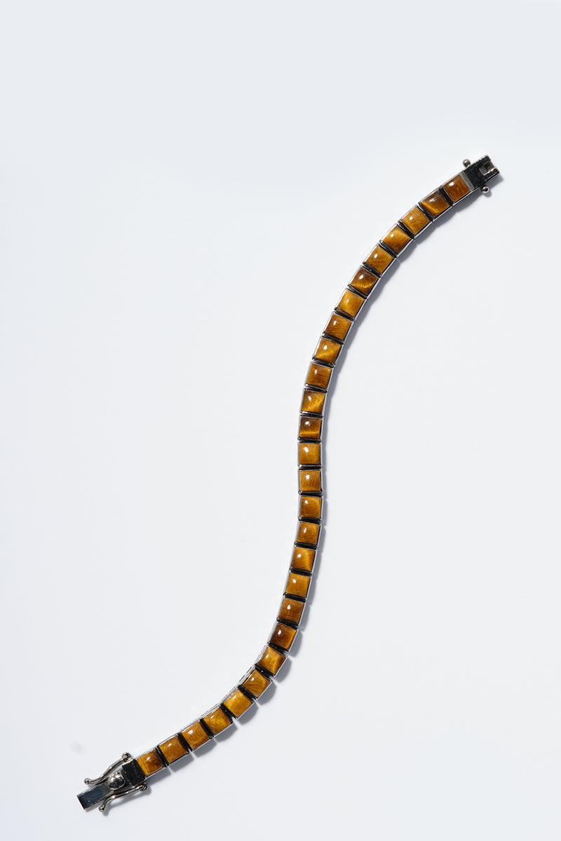 Men's Small Tile Tennis Bracelet Tiger's Eye