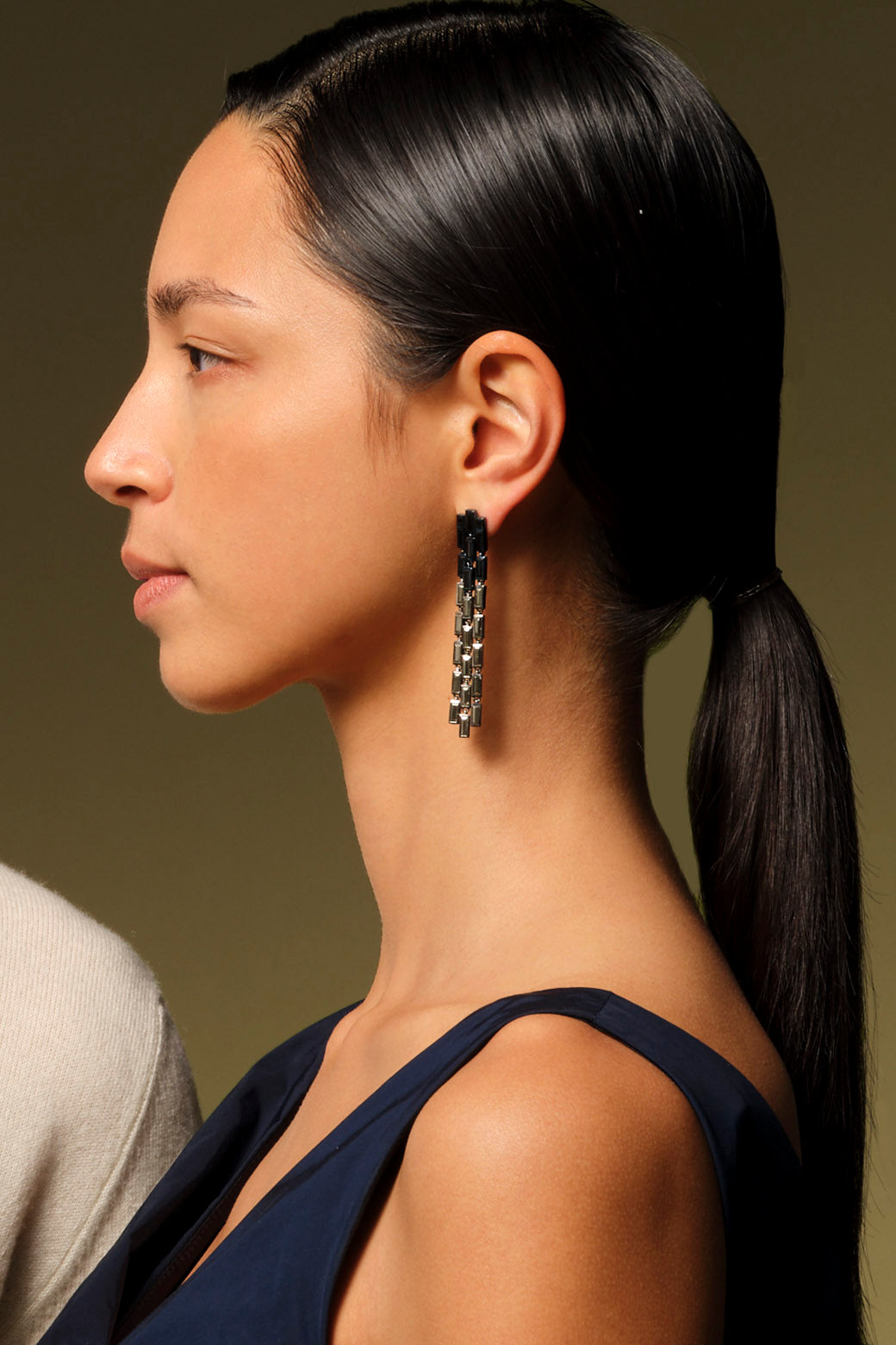 Pyrite & Black Spinel Triple Baguette Stiletto Earrings