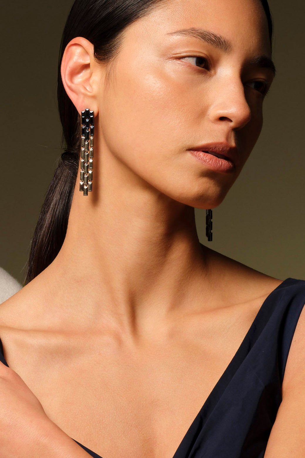 Triple Baguette Stiletto Earrings