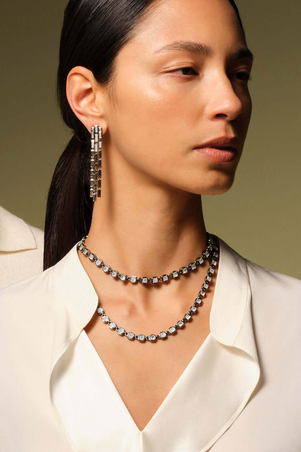 Triple Baguette Stiletto Earrings