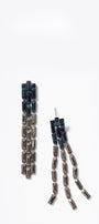 Triple Baguette Stiletto Earrings Pyrite & Black Spinel
