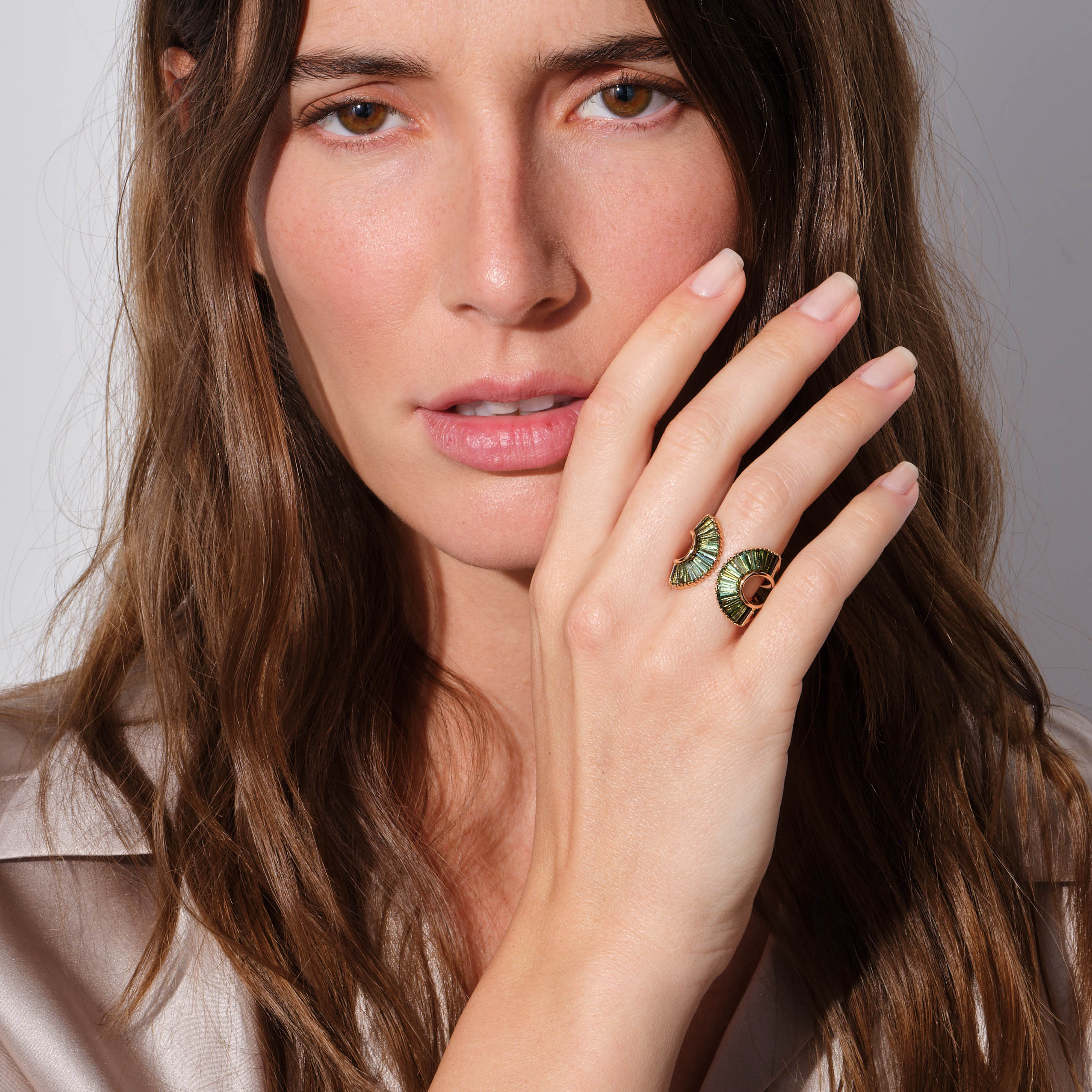 Open Sensu Ring - Green Tourmaline