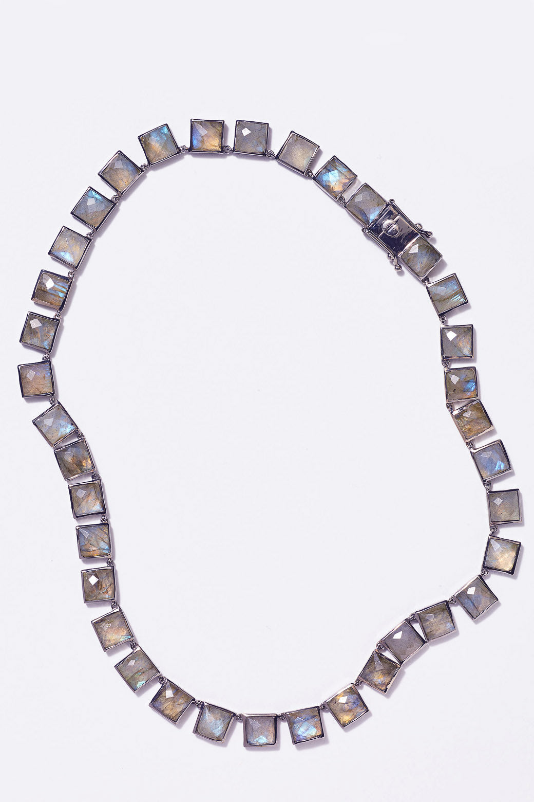 Large Tile Rivière Necklace - Faceted Labradorites