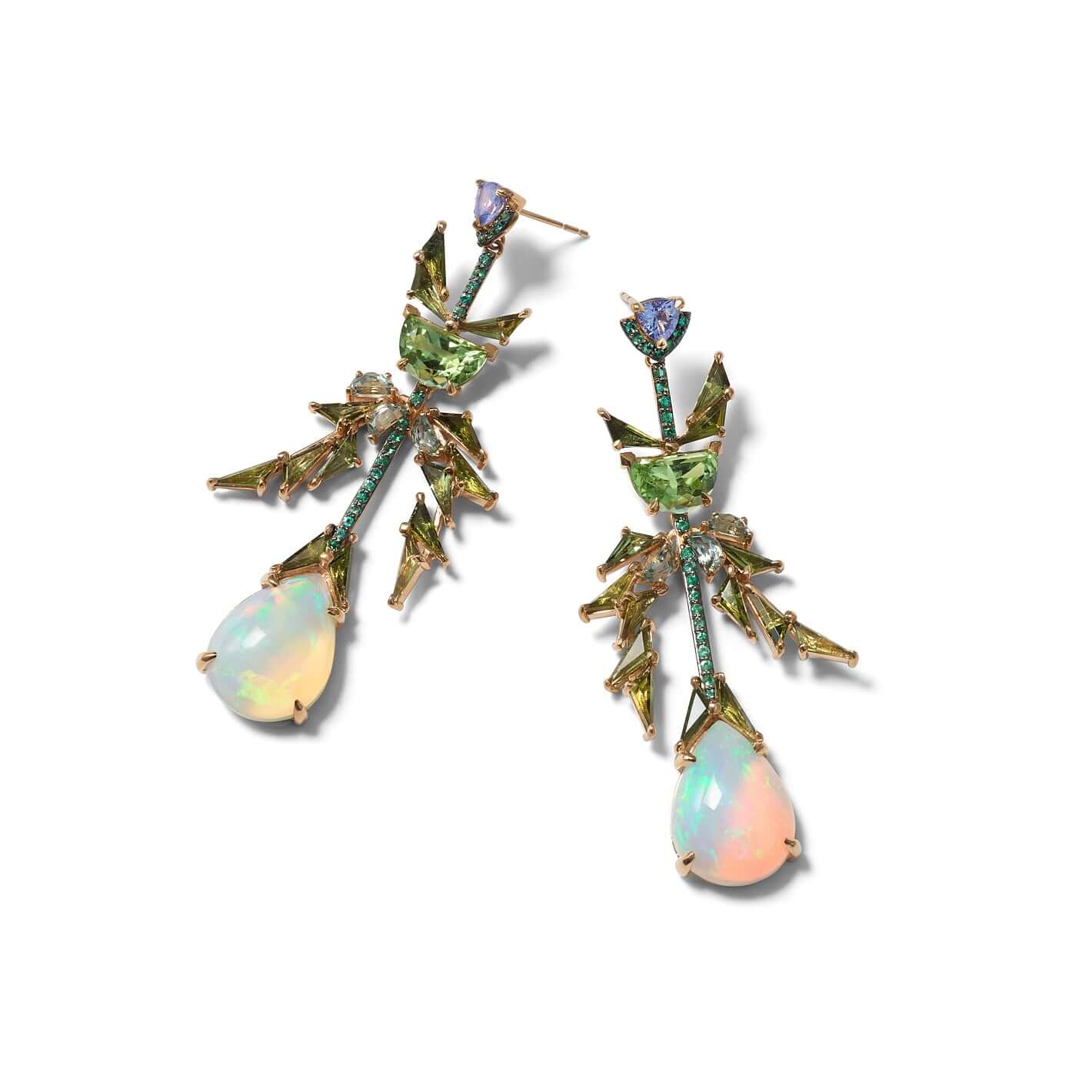Parrot Earrings - Ethiopian Opal & Emerald