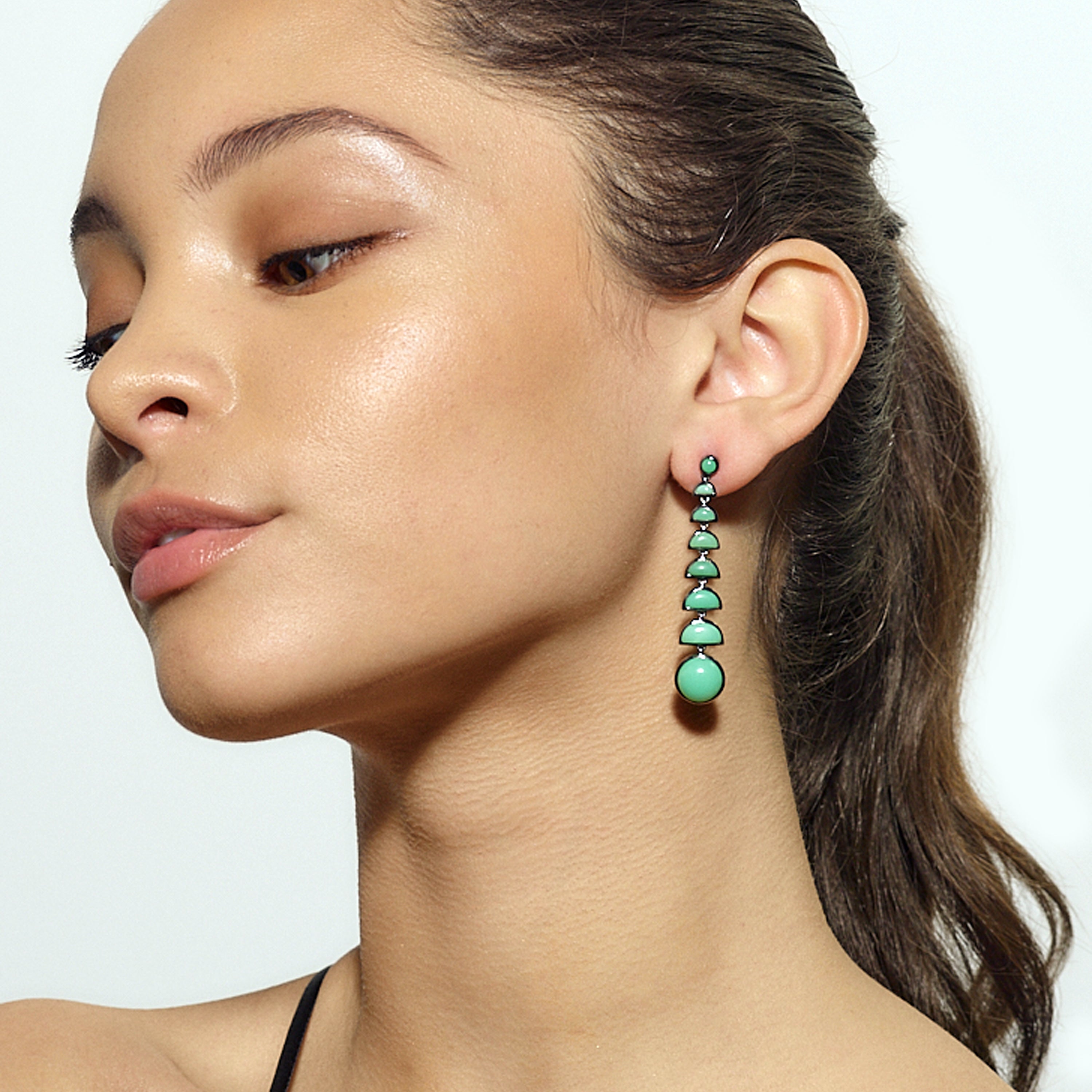 Ballbearing Earrings - Chrysoprase