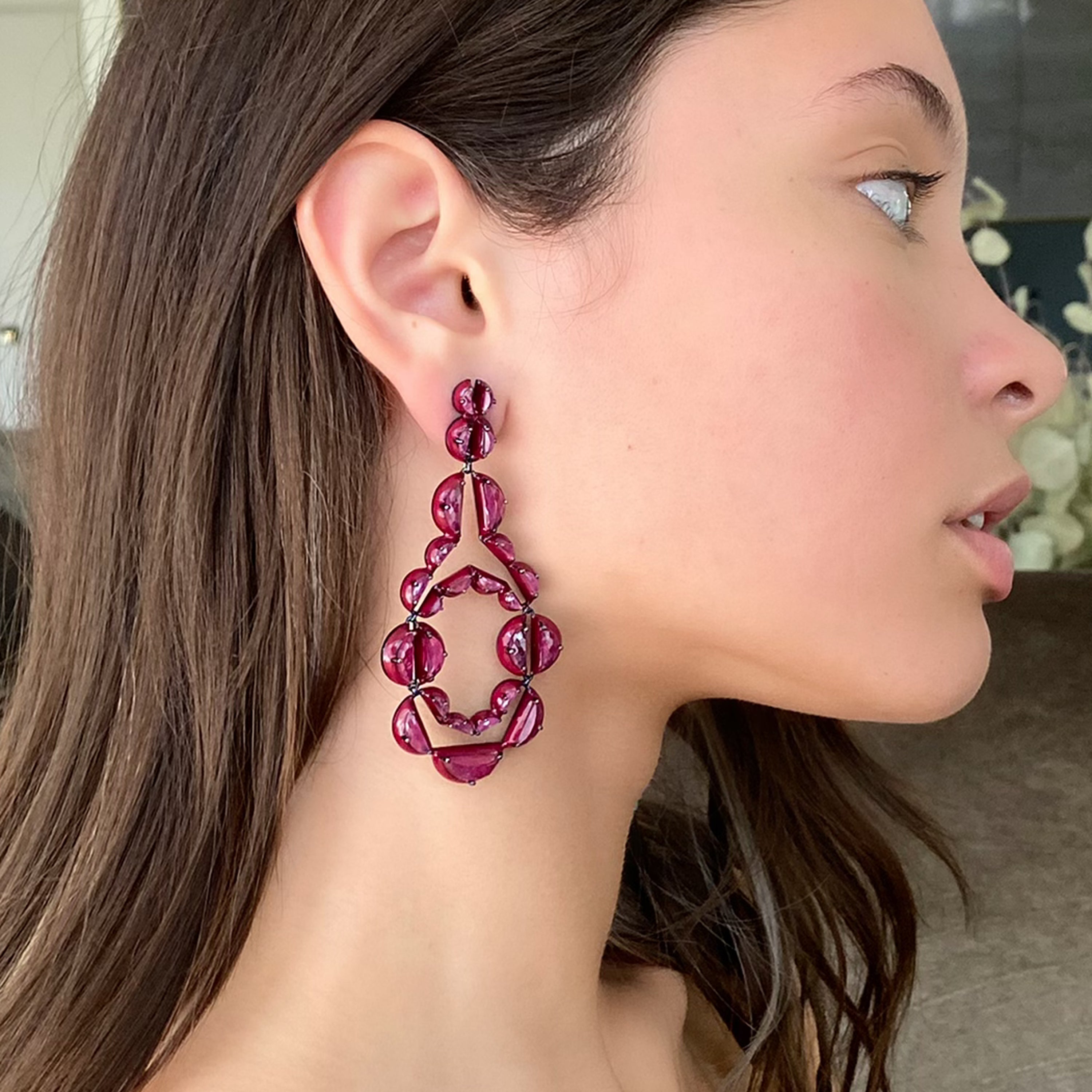 Vienna Red Enameled Earrings - Ruby