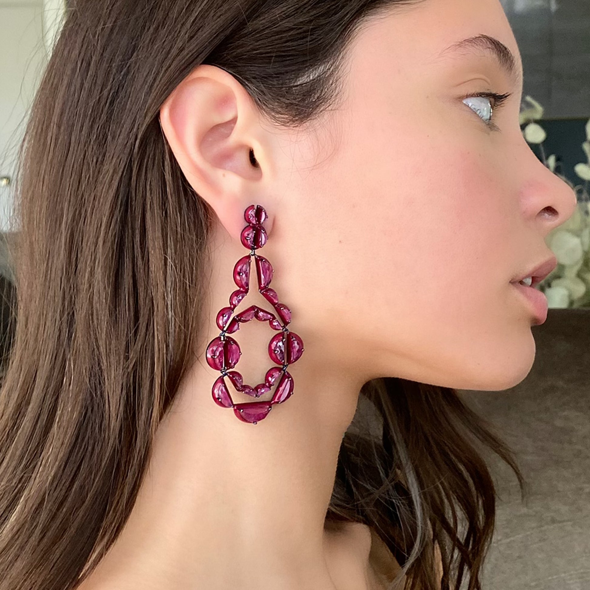 Vienna Red Enameled Earrings - Ruby