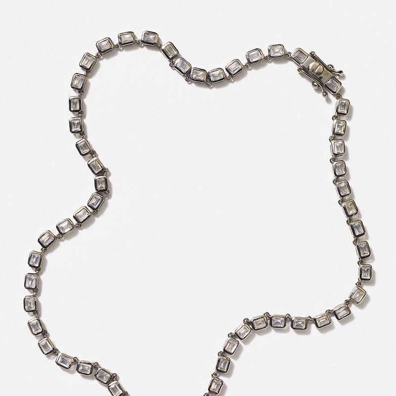 Mini Deco-Tile Rivière Necklace - White Zircon