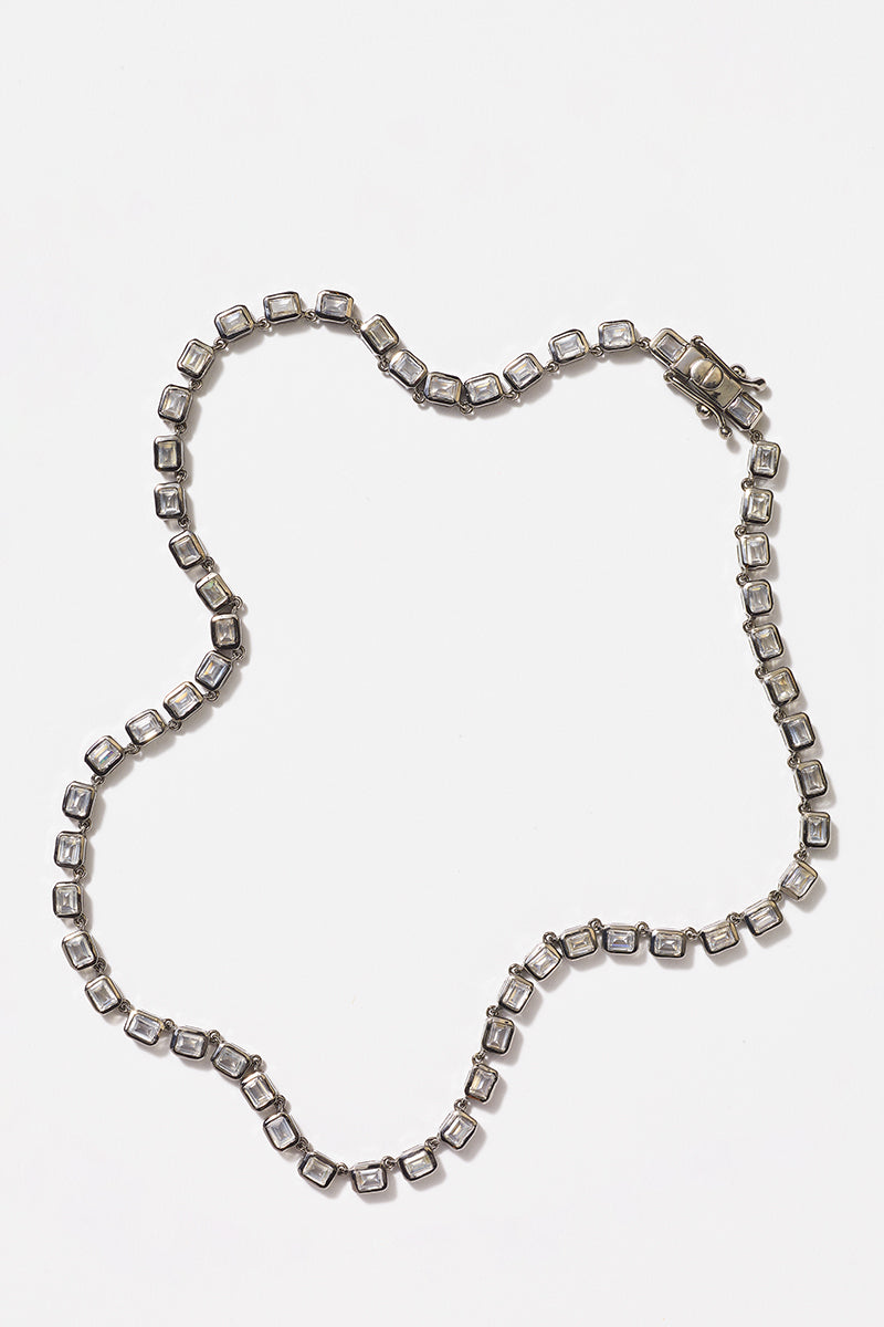 Mini Deco-Tile Rivière Necklace - White Zircon