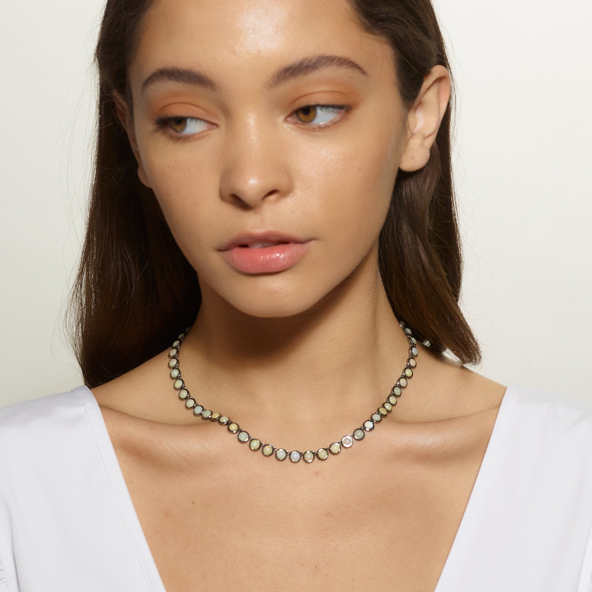 Mini Dot Rivière Necklace - Ethiopian Opal