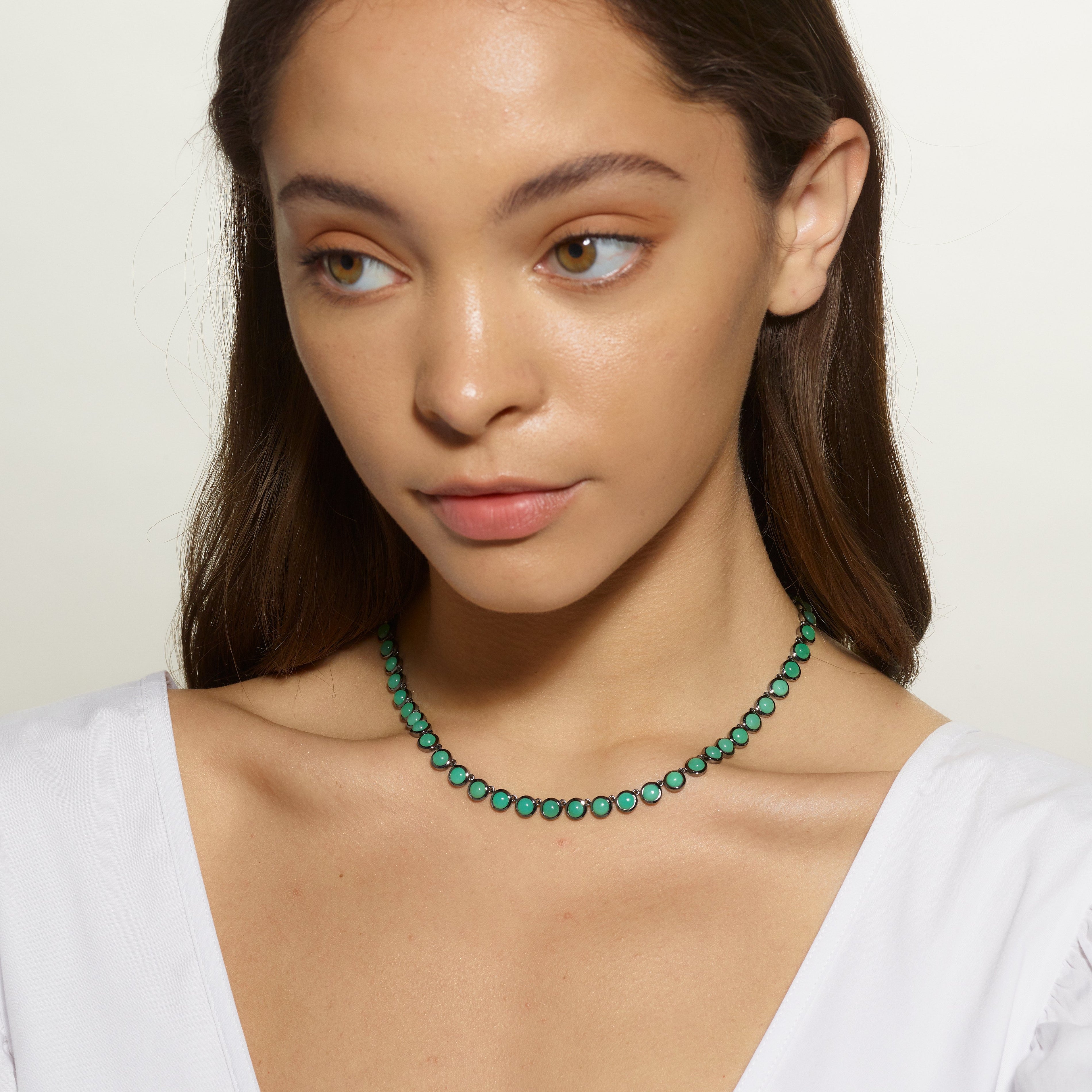 Mini Dot Rivière Necklace - Chrysoprase