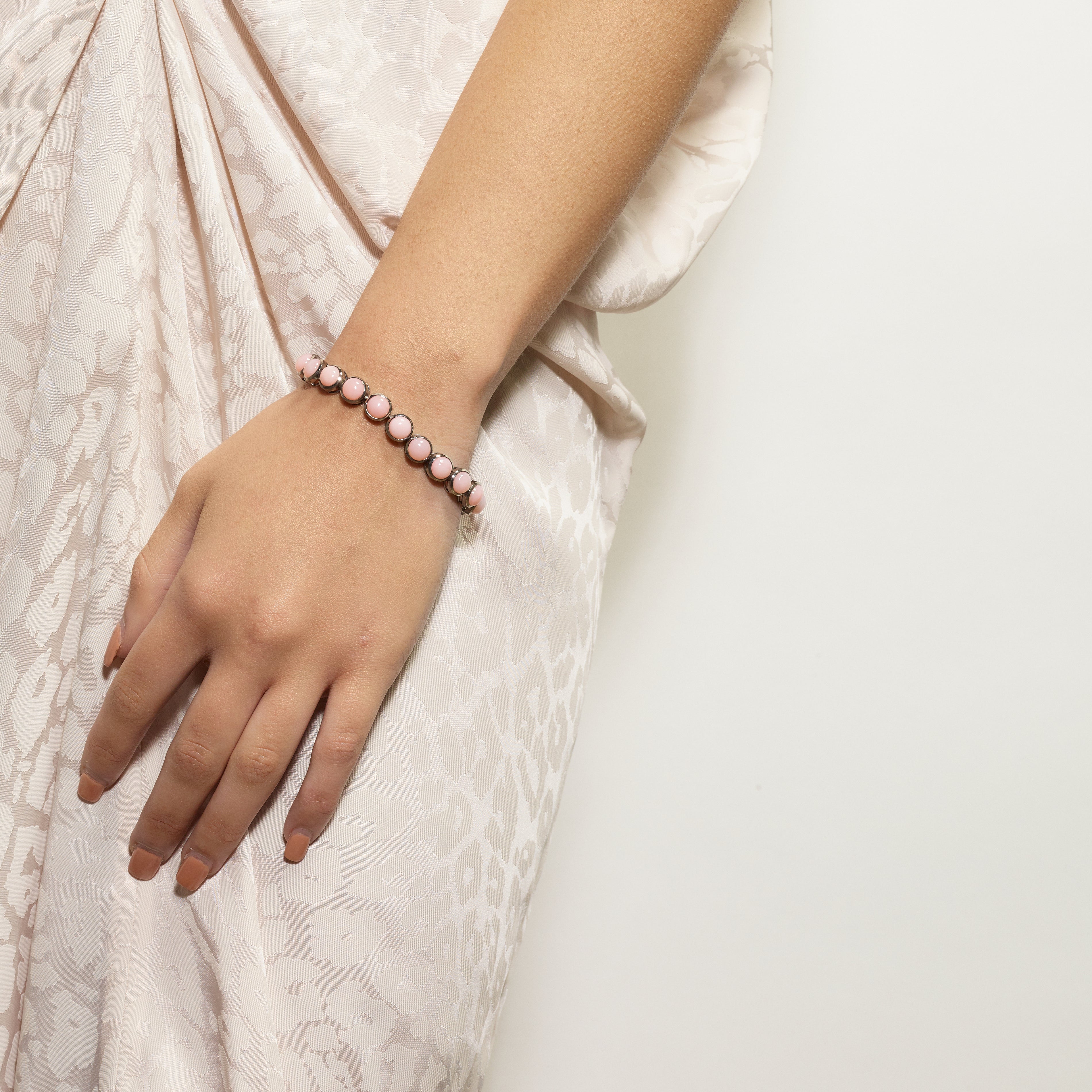 Small Dot Tennis Bracelet - Pink Opal