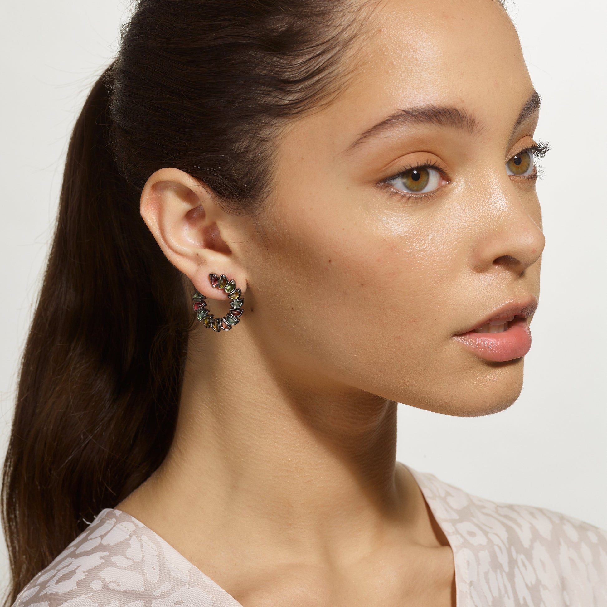 Marabou Bypass Hoops - Multi Tourmaline