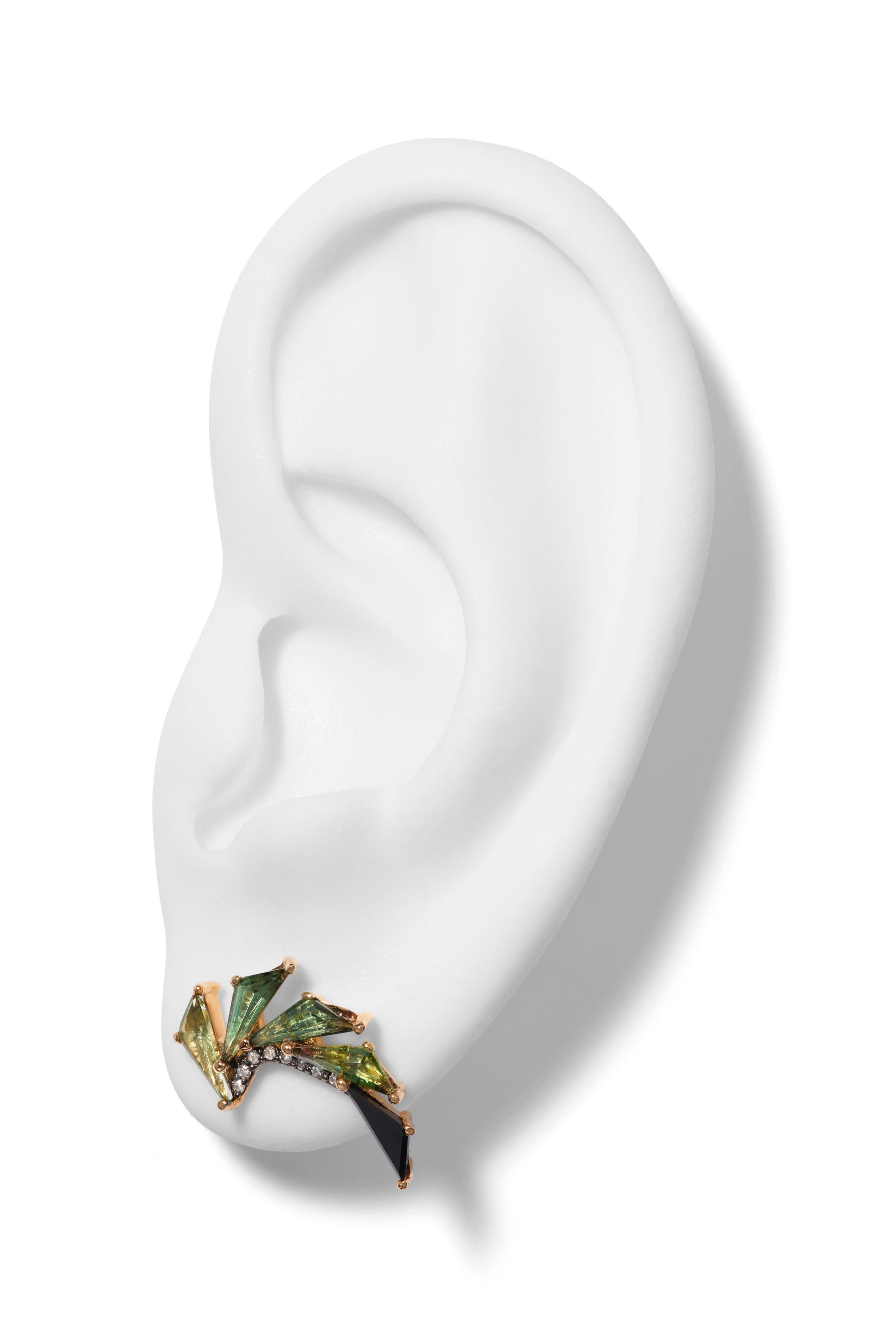 Pinwheel Earrings - Green Tourmaline & Black Spinel