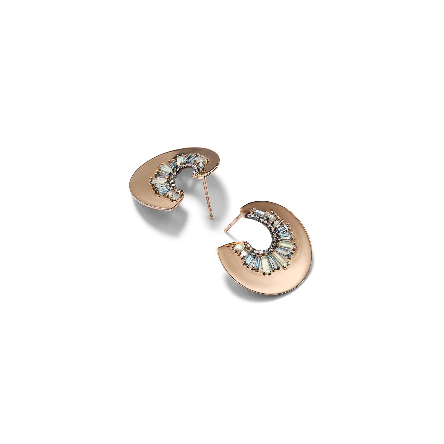 Aperture Bypass Hoops - Blue Peruvian Opal & Aquamarine