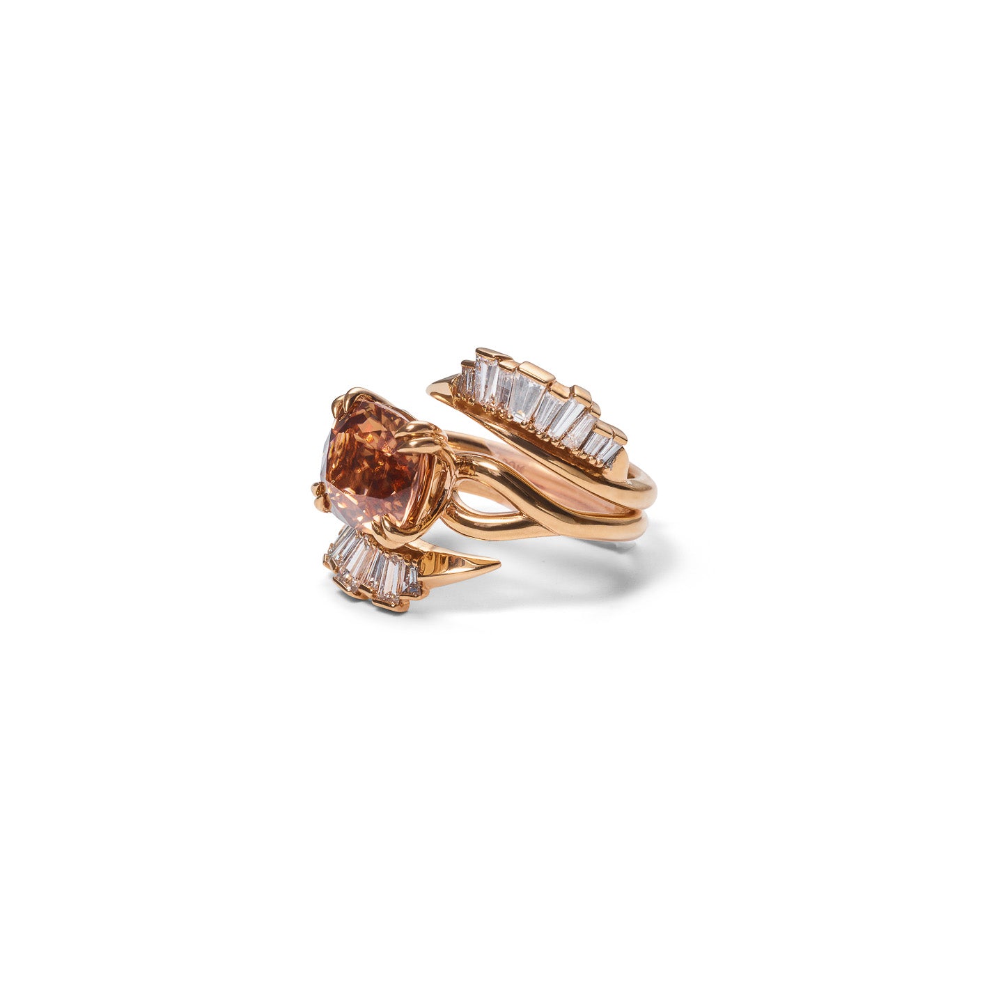 Languid Solitaire Ring - Champagne Zircon