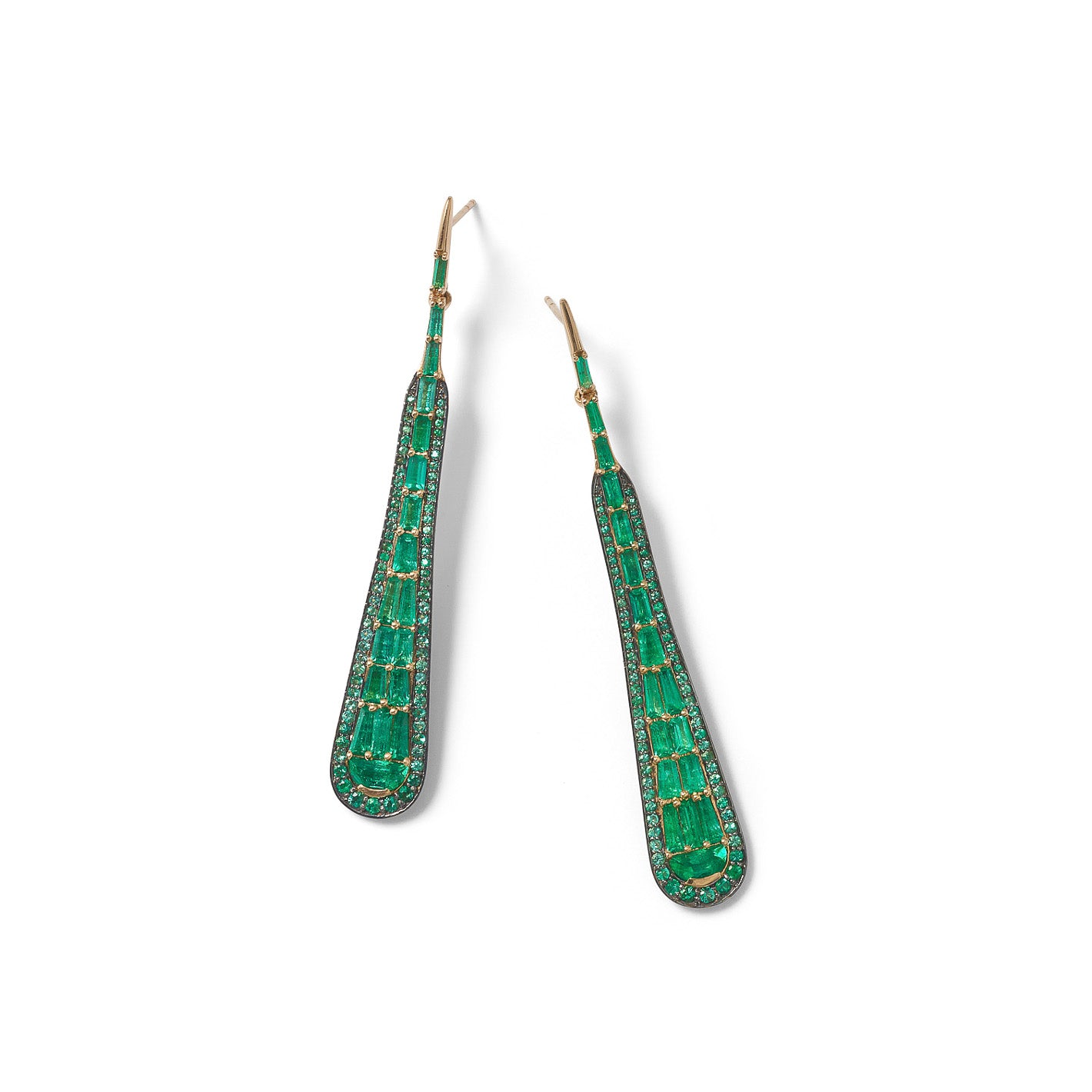 Large Oar Earrings - Emerald