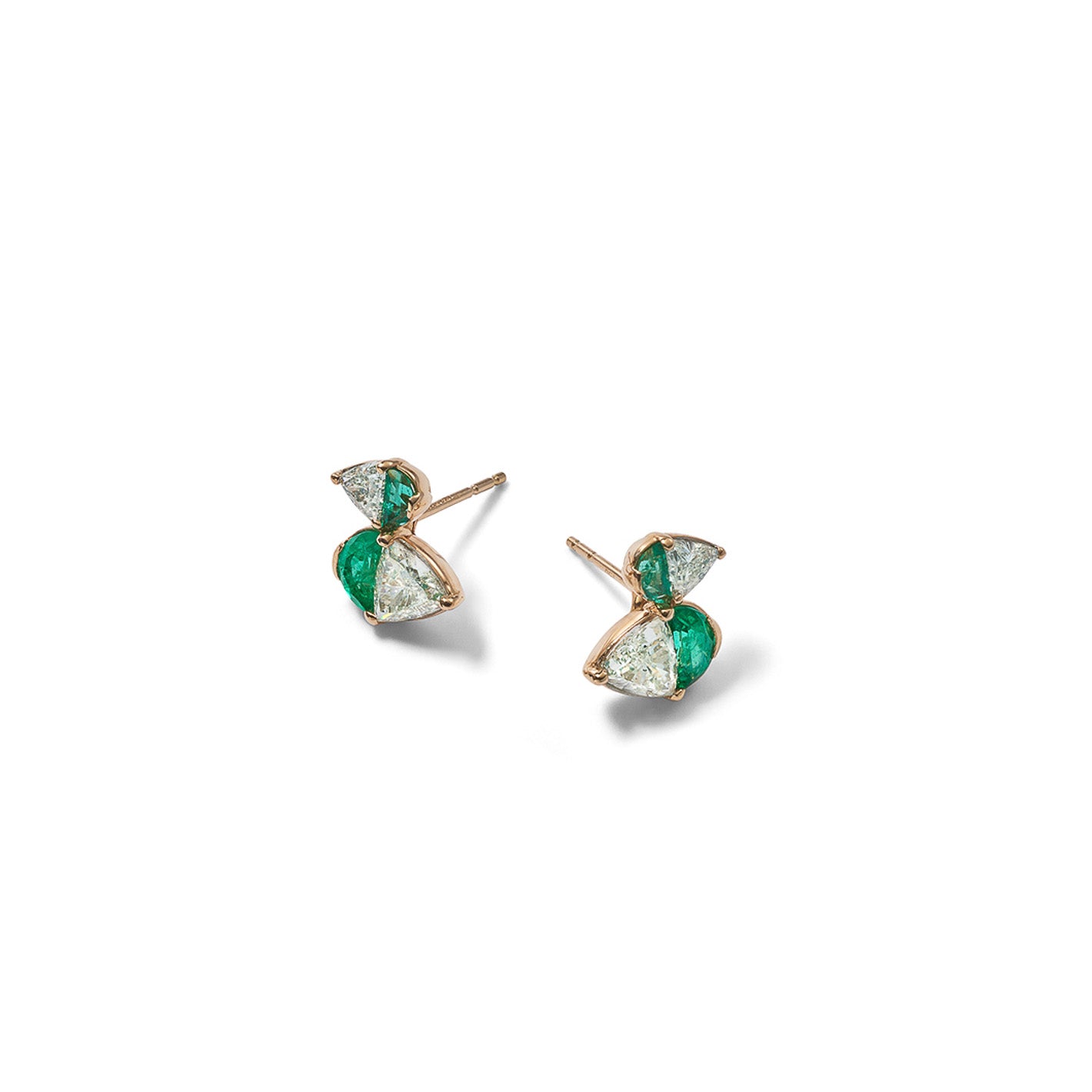 Mallard Studs - Emerald and Diamond