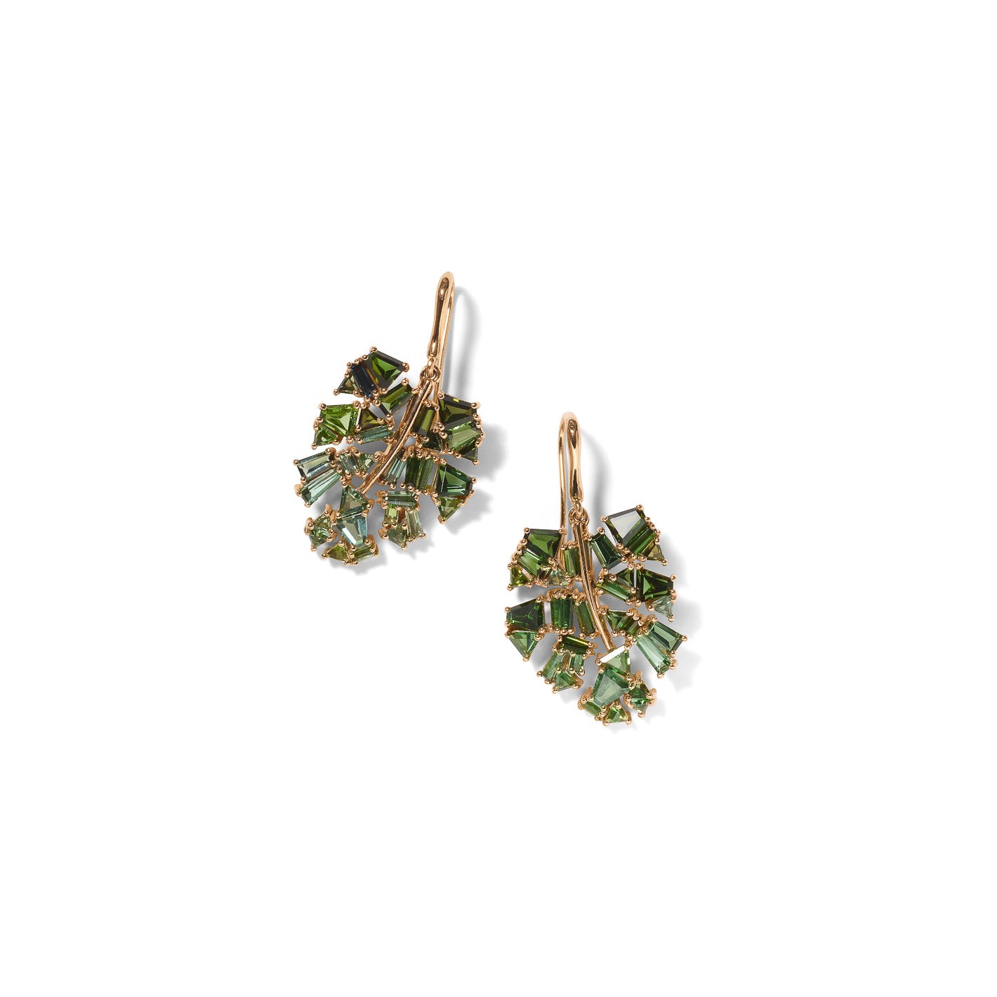 Monstera Leaf Earrings - Green Tourmaline