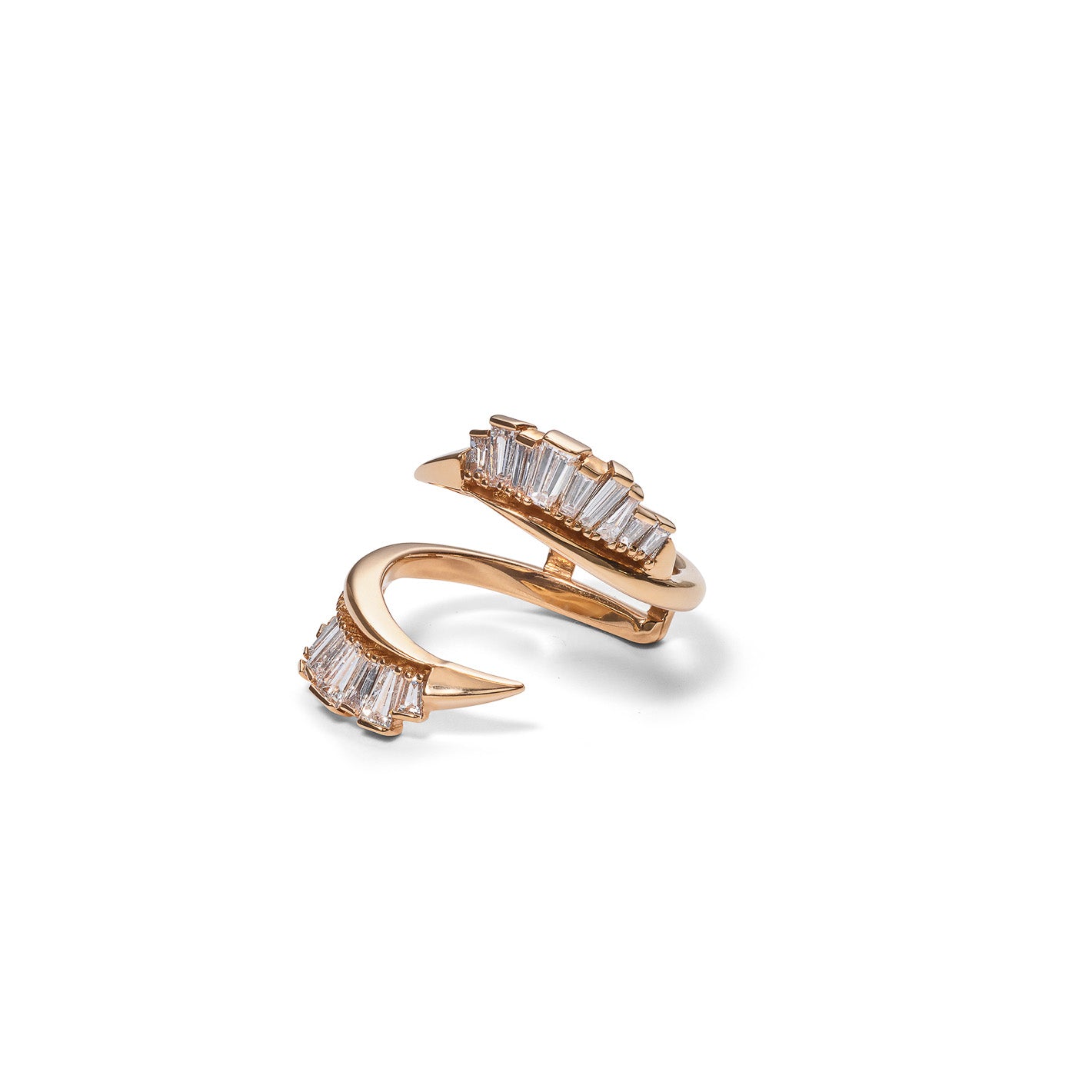 Ruched Open Coil Ring Guard - Diamond