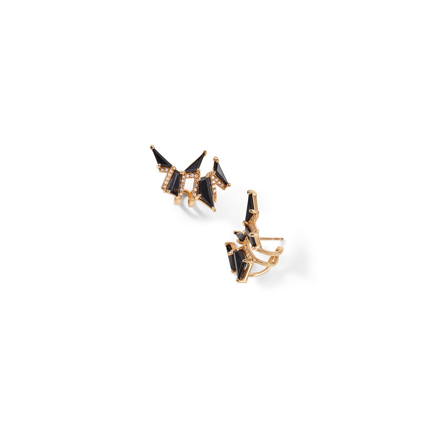 Pagoda Ear Clips - Black Spinel