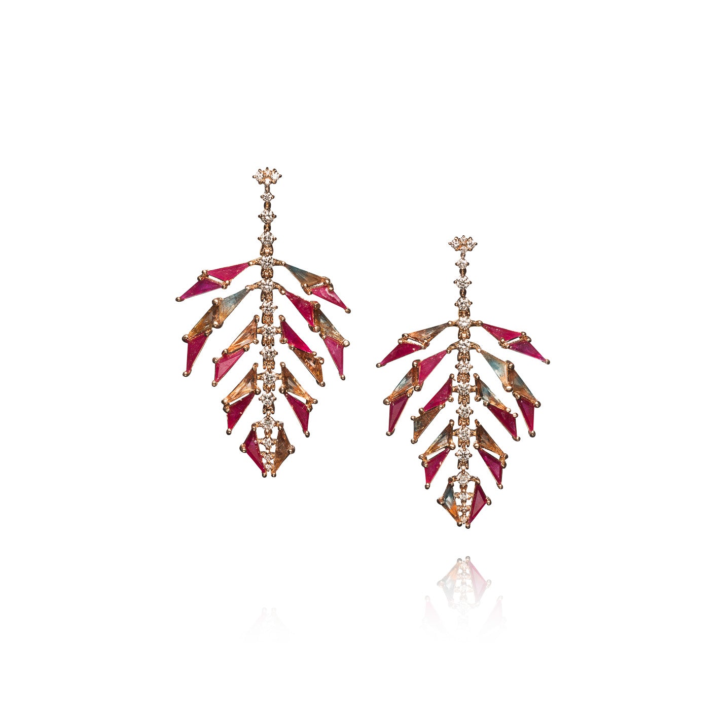 Palm Earrings - Ruby