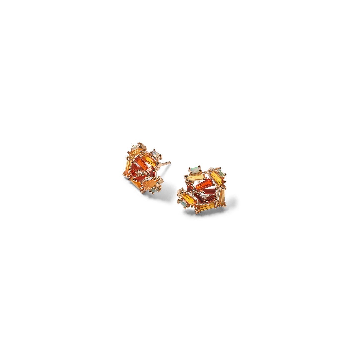 Petite Rose Studs - Fire Opal
