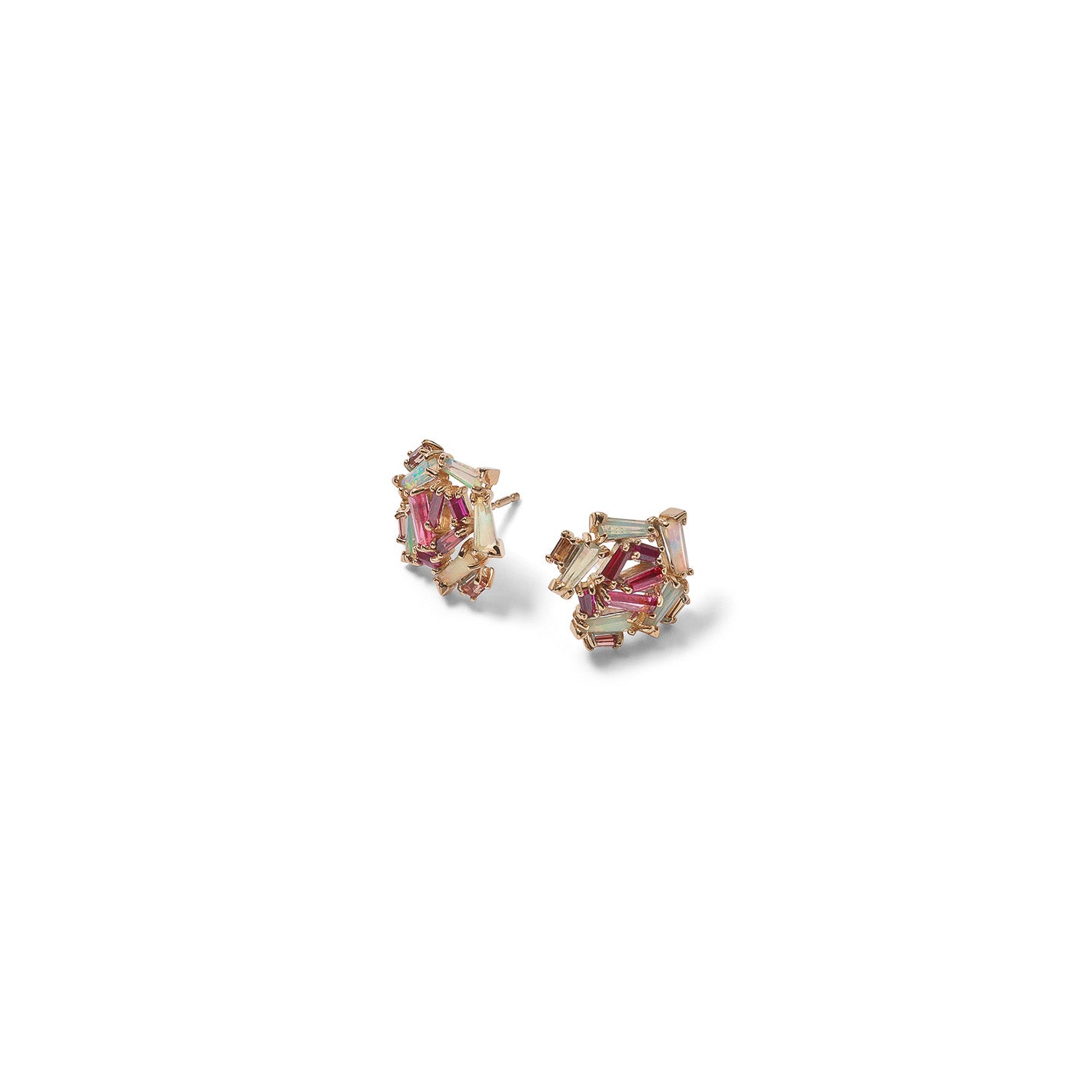 Petite Rose Studs - Ruby, Spinel & Rubellite
