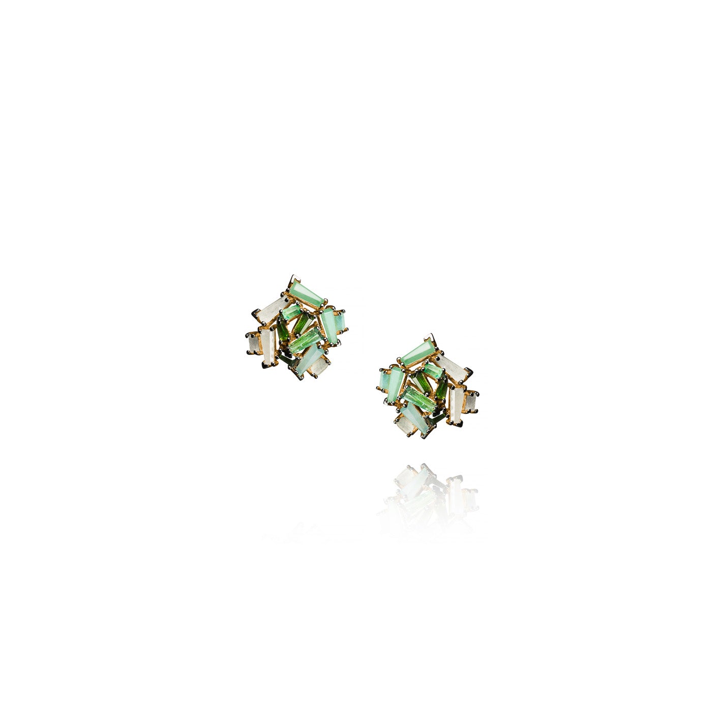 Petite Rose Studs - Blue Peruvian Opal
