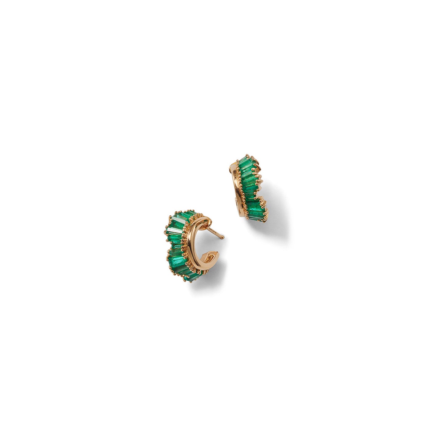 Petite Ruched Hoops - Emerald