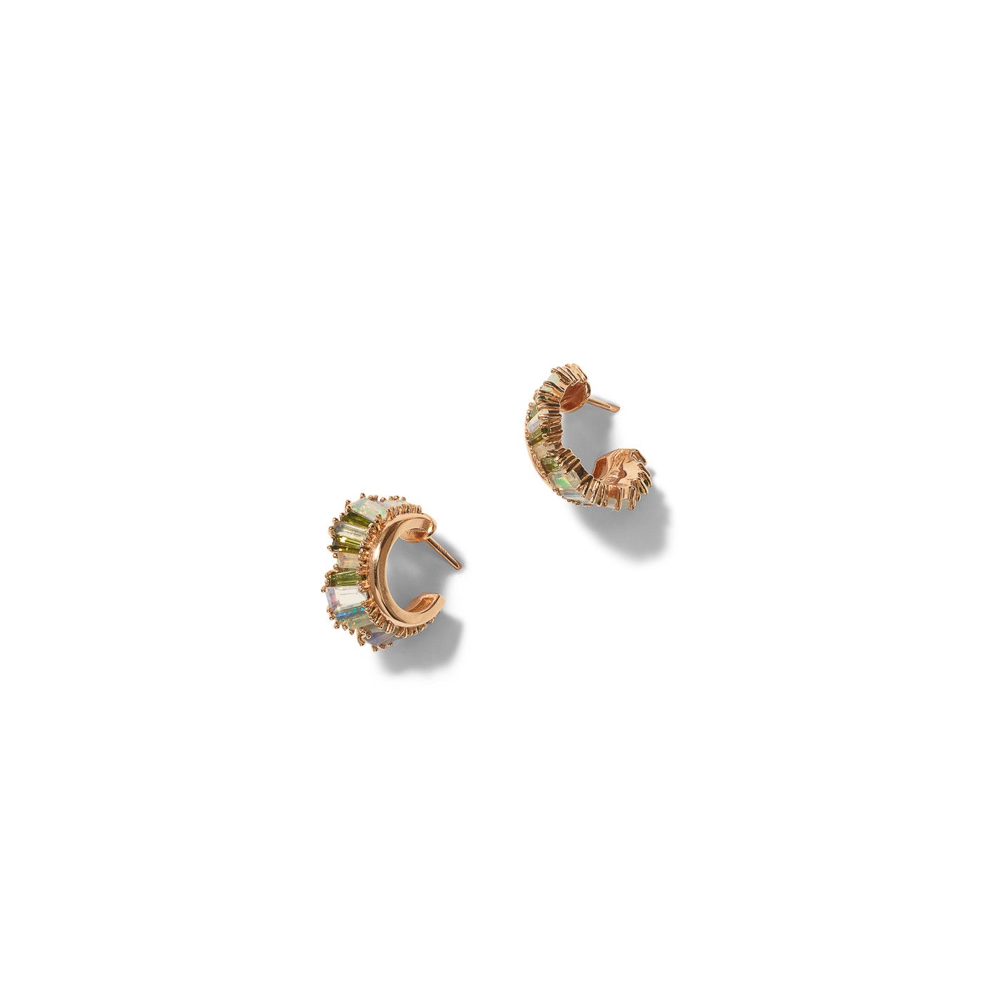 Petite Ruched Hoops - Ethiopian Opal