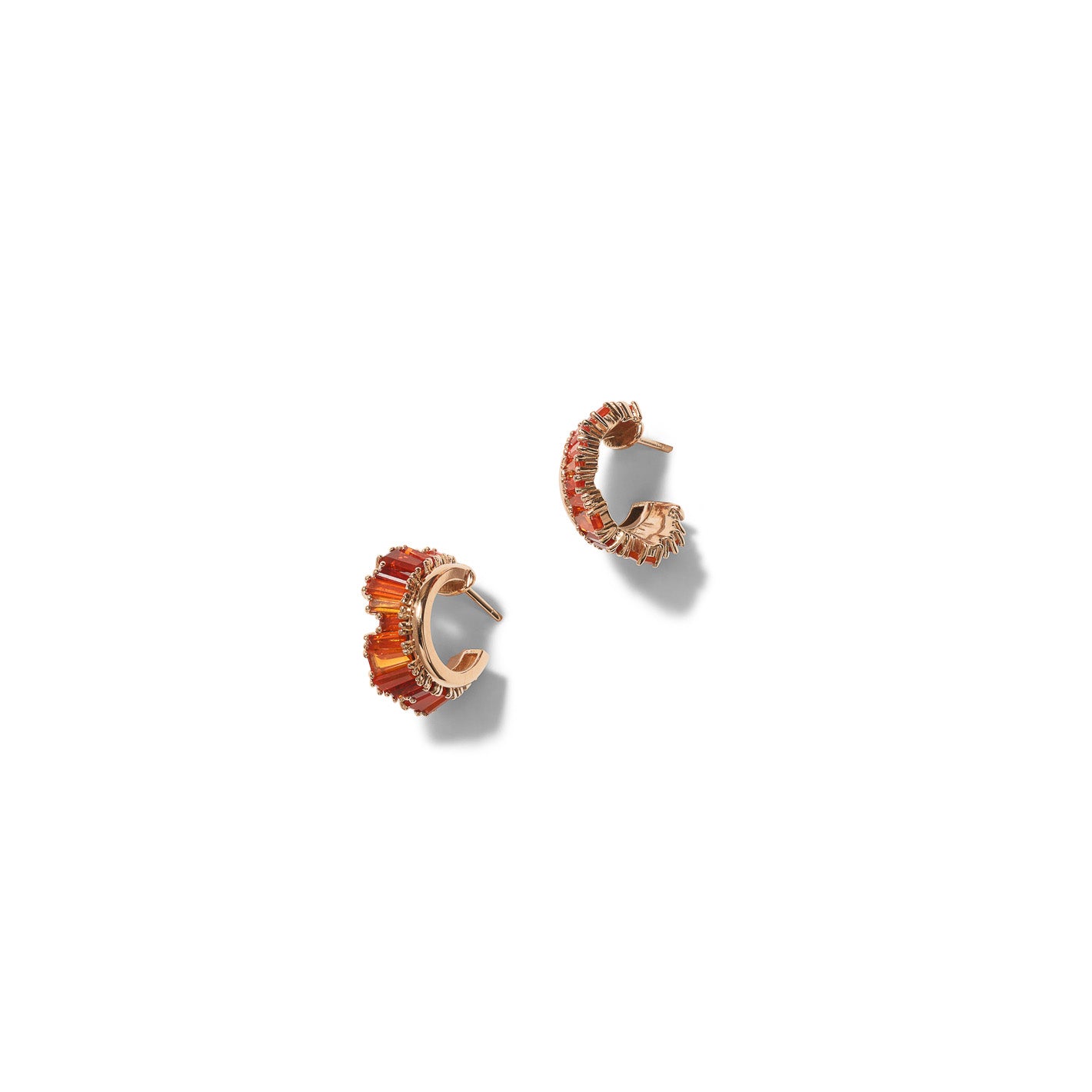 Petite Ruched Hoops - Fire Opal