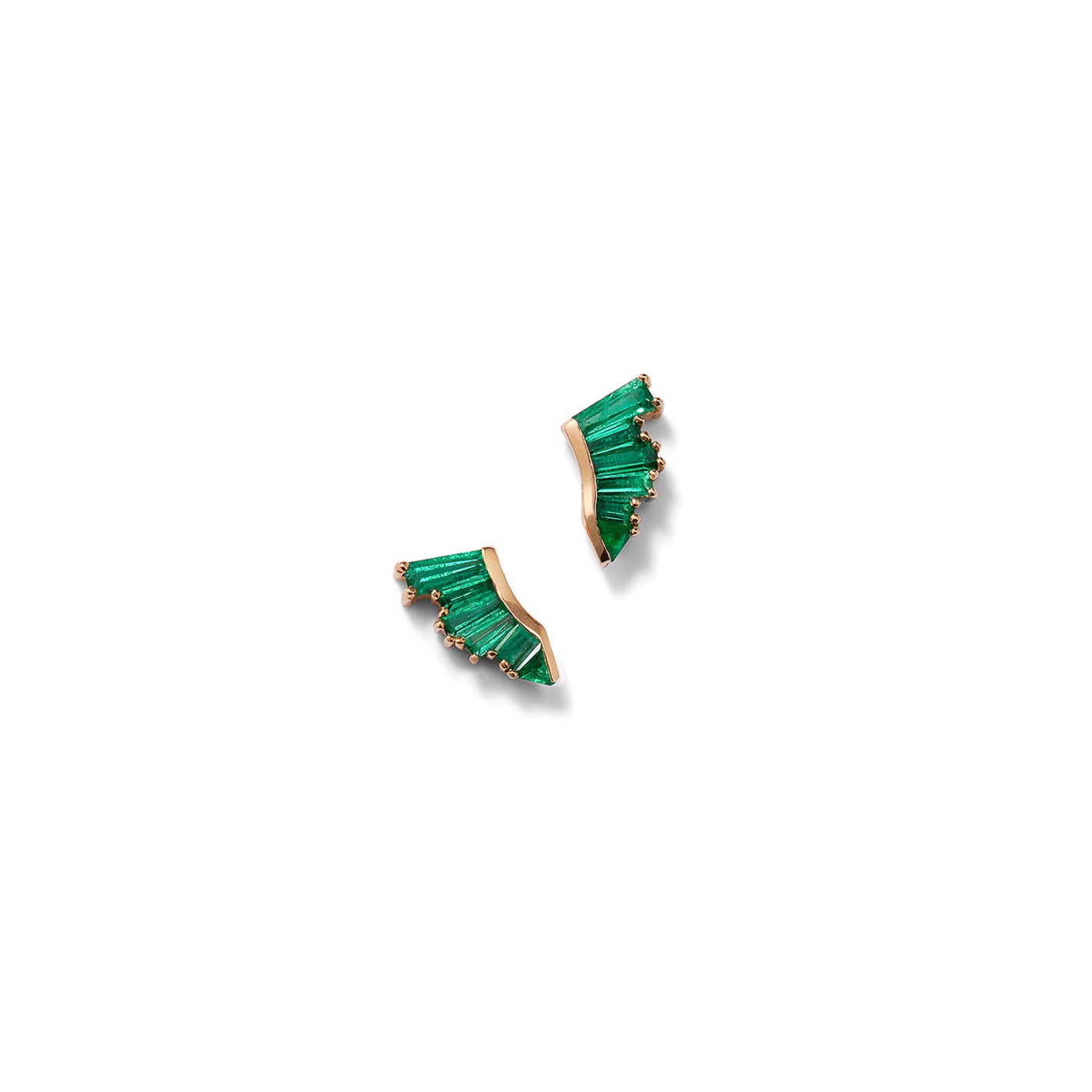 Pleat Earrings - Emerald