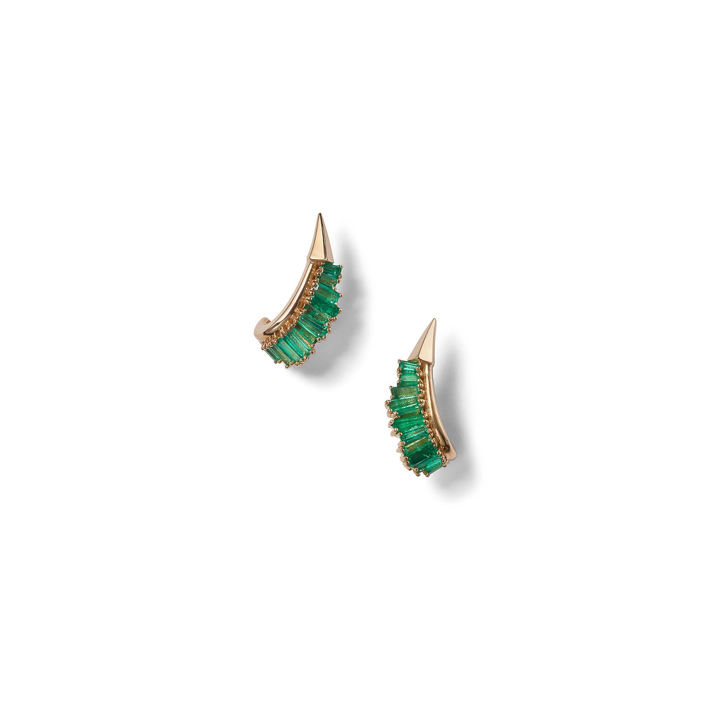 Ruched Ear Clips - Emerald