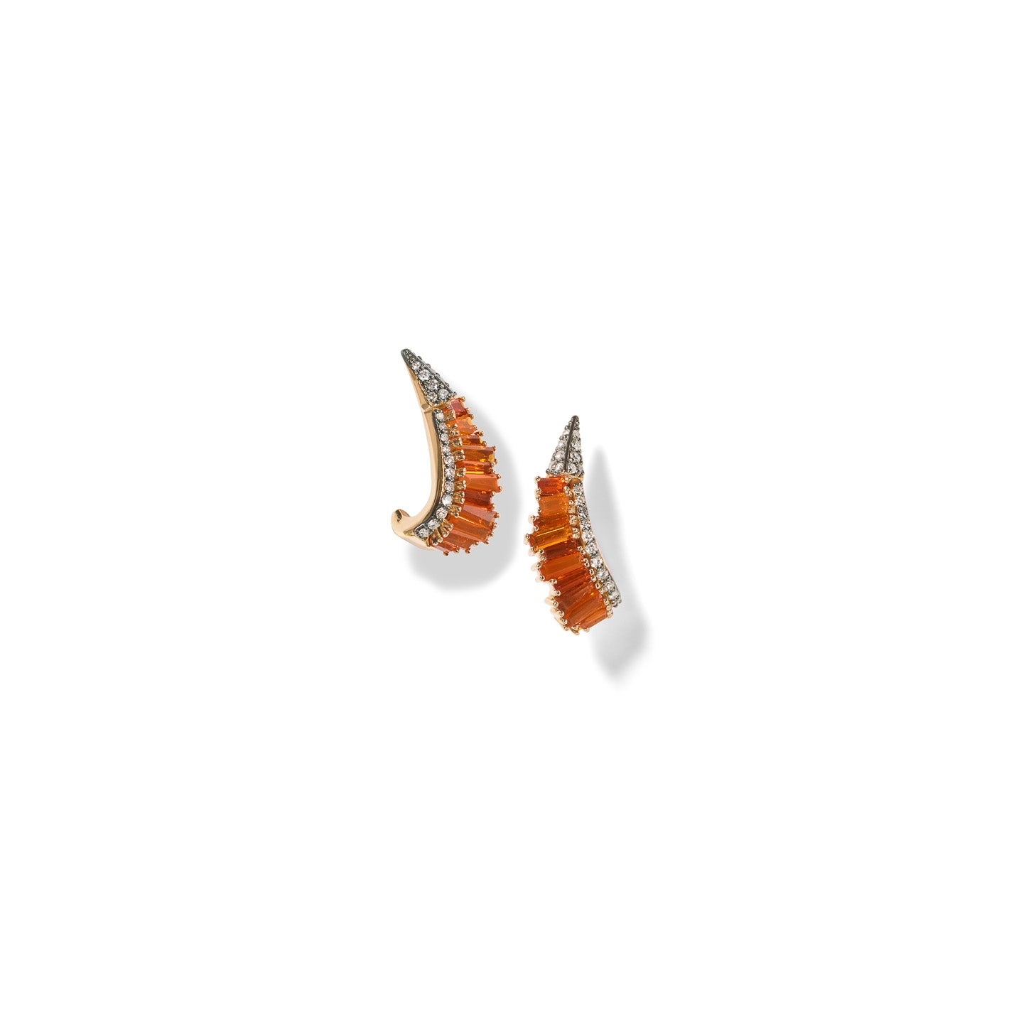 Ruched Ear Clips - Fire Opal