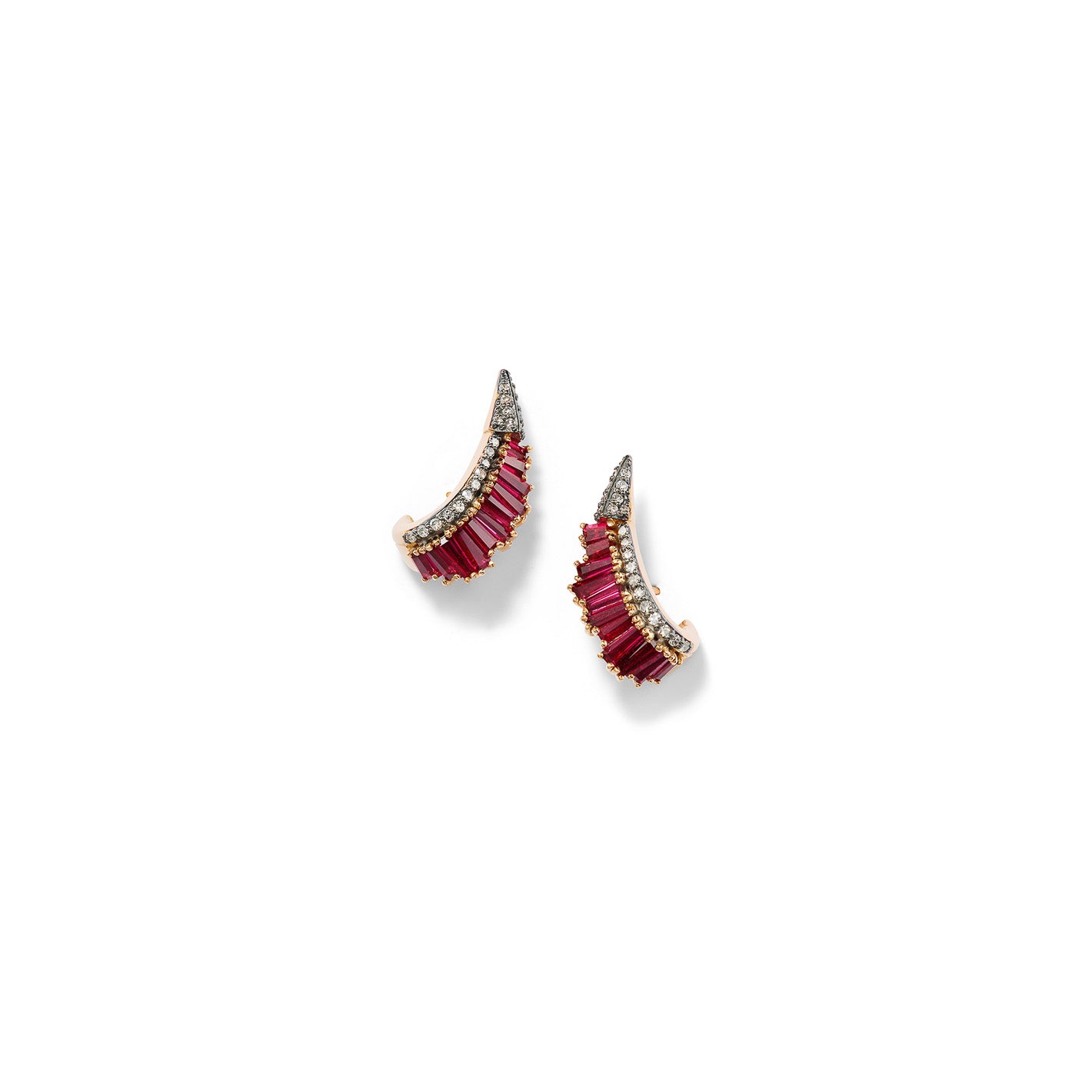 Ruched Ear Clips - Ruby