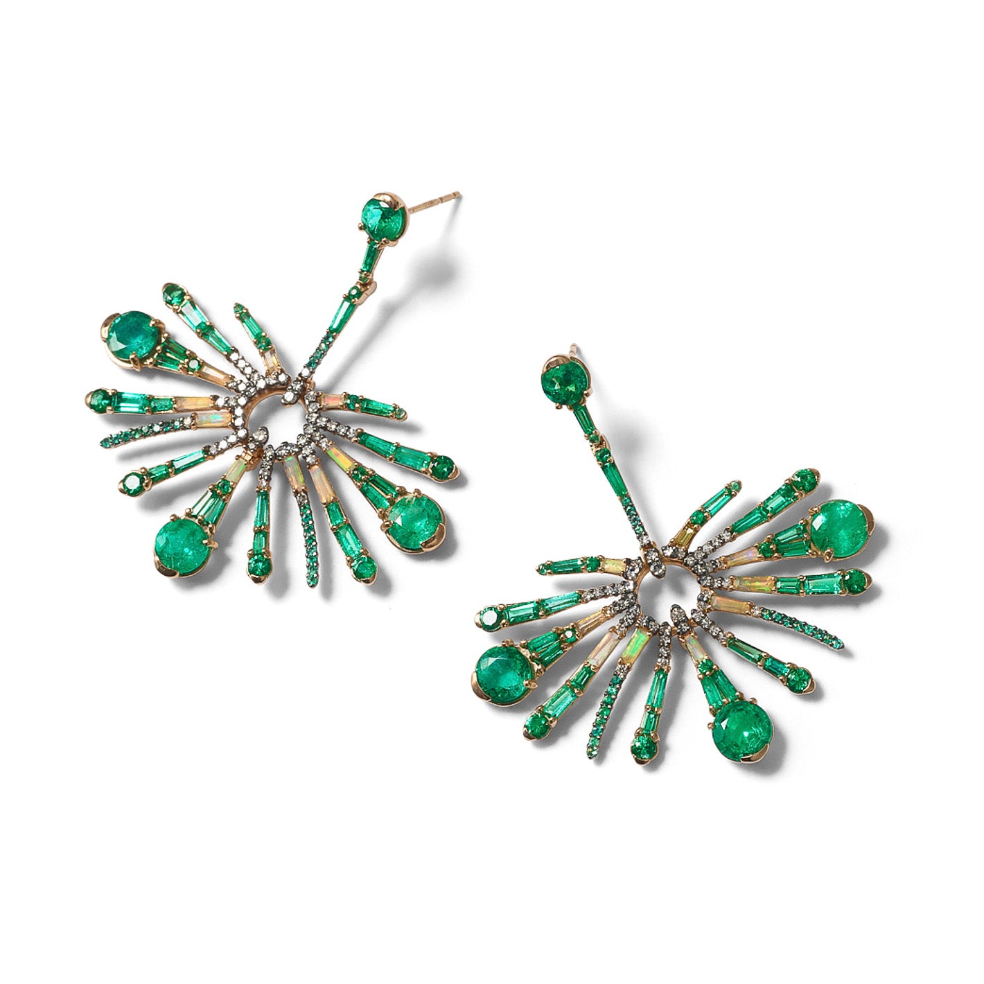 Sea Anemone Earrings - Emerald & Diamond