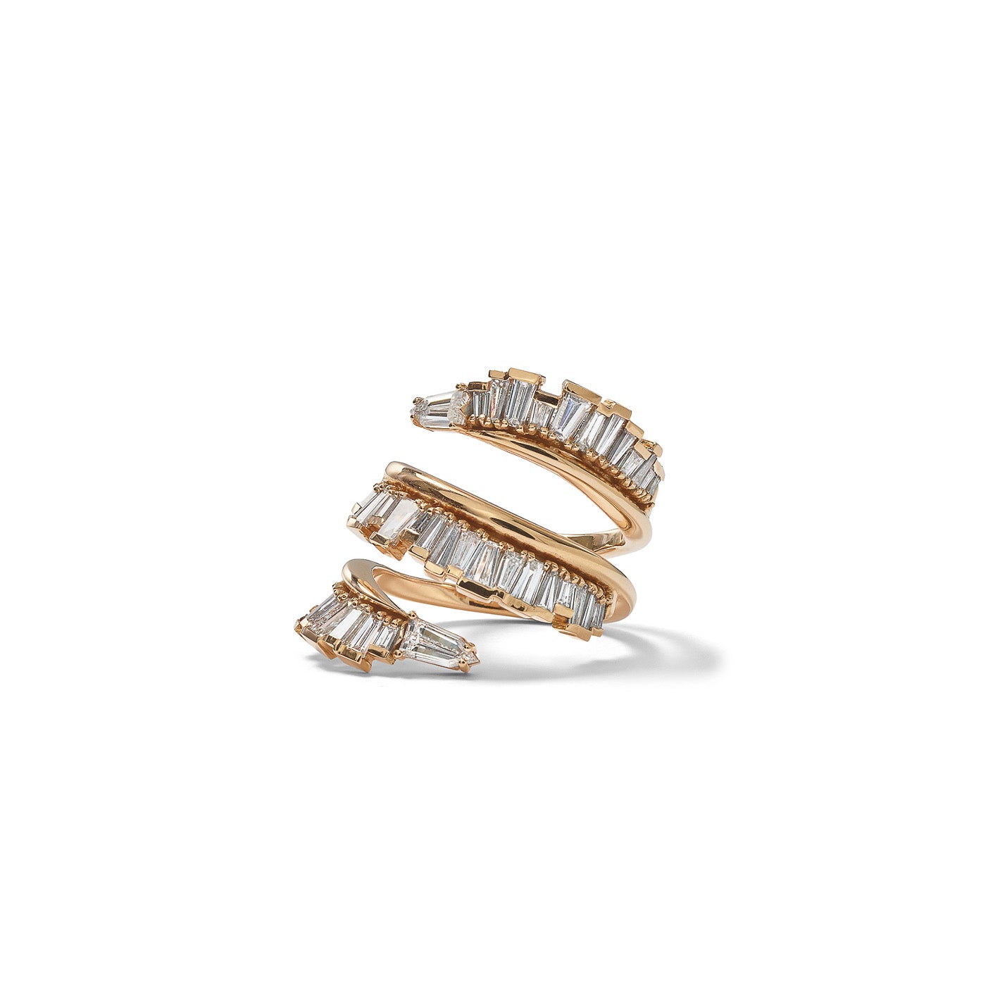 Triple Ruched Coil Ring - Diamond
