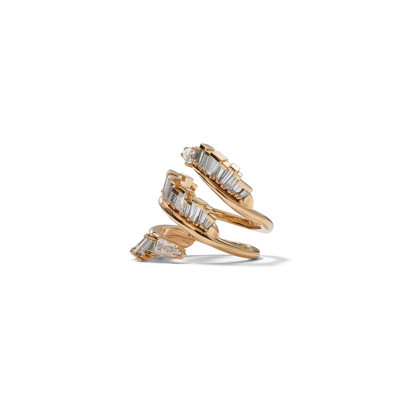 Triple Ruched Coil Ring - Diamond