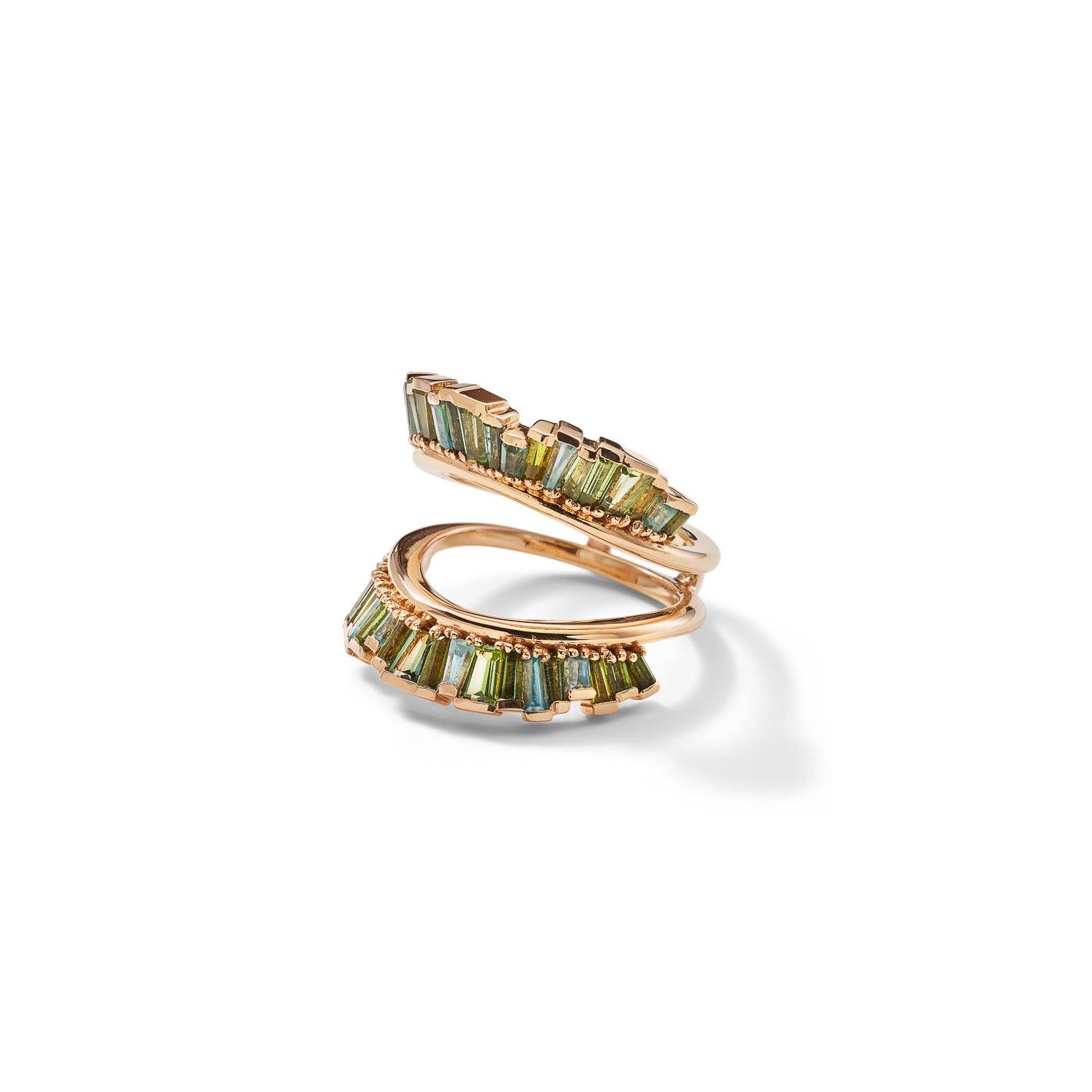 Wing Guard Ring - Green Tourmaline