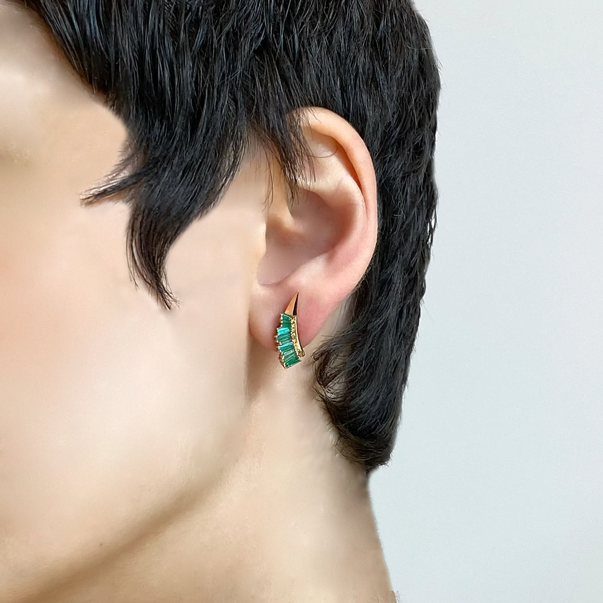 Ruched Ear Clips - Emerald