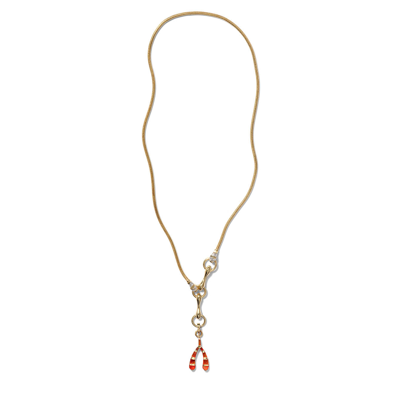 Wishbone Pendant - Fire Opal