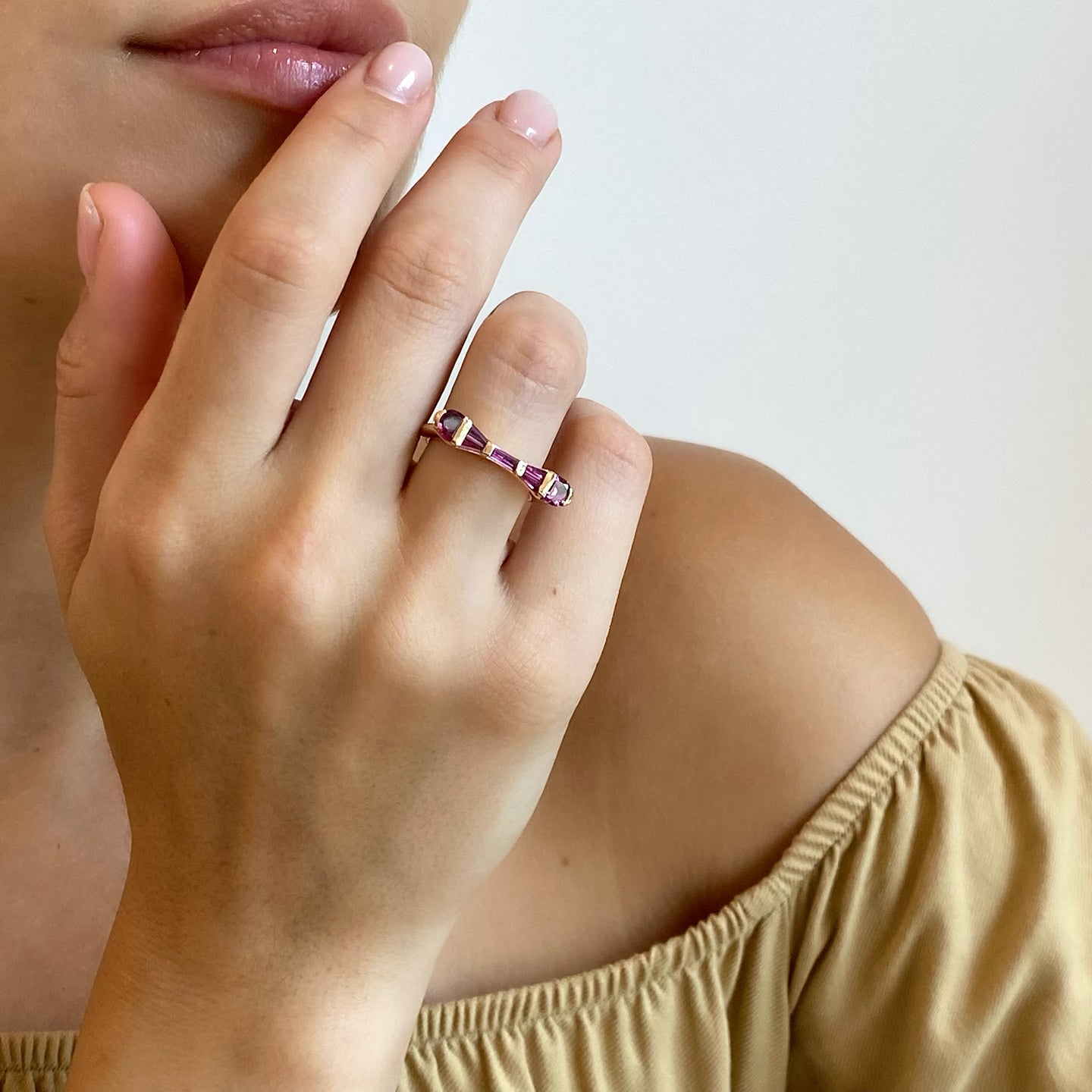 Baton Ring - Rubellite