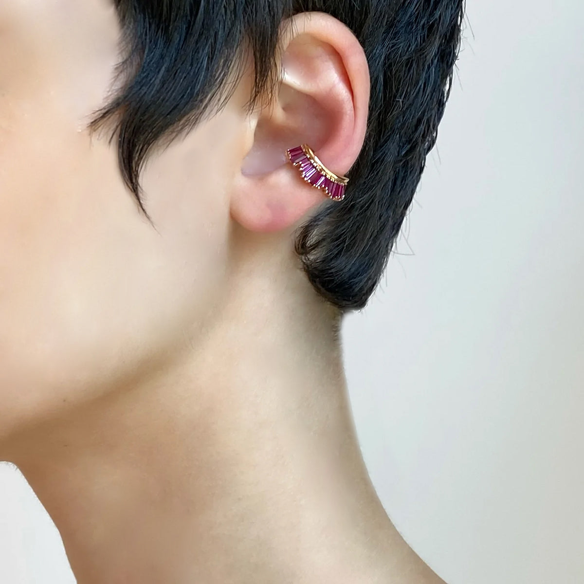 Ruched Ear Cuff - Ruby