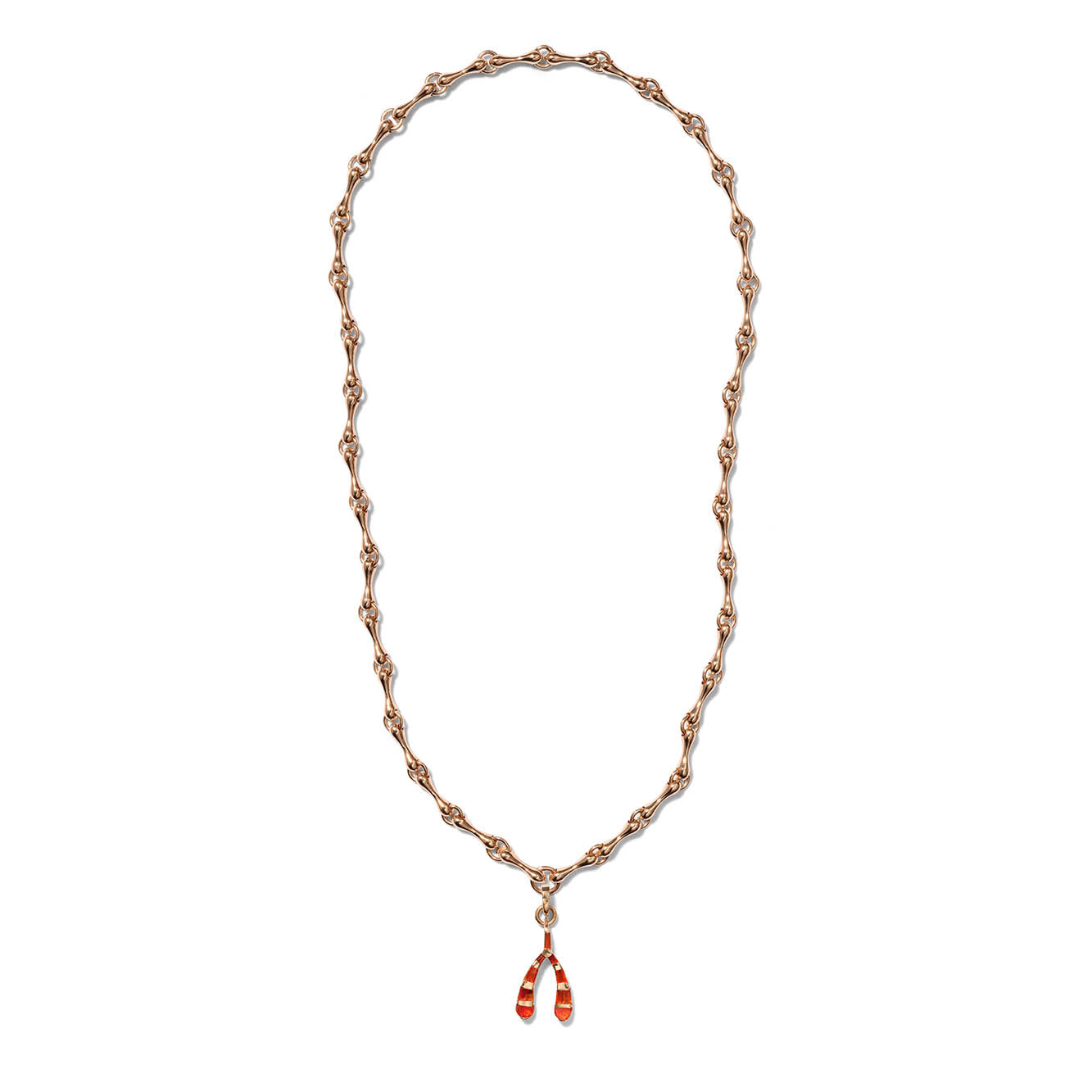 Wishbone Pendant - Fire Opal