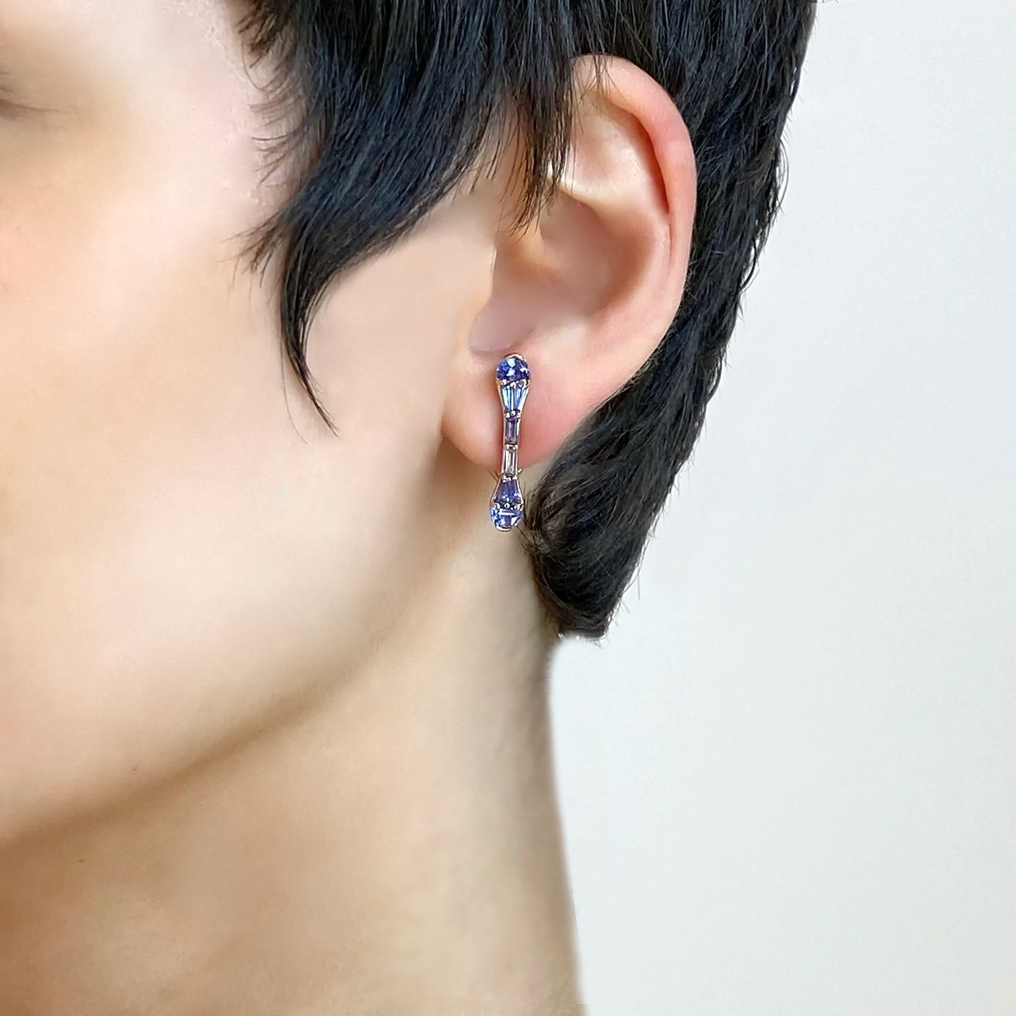 Large Single Baton Ear Cuff  - Tanzanite
