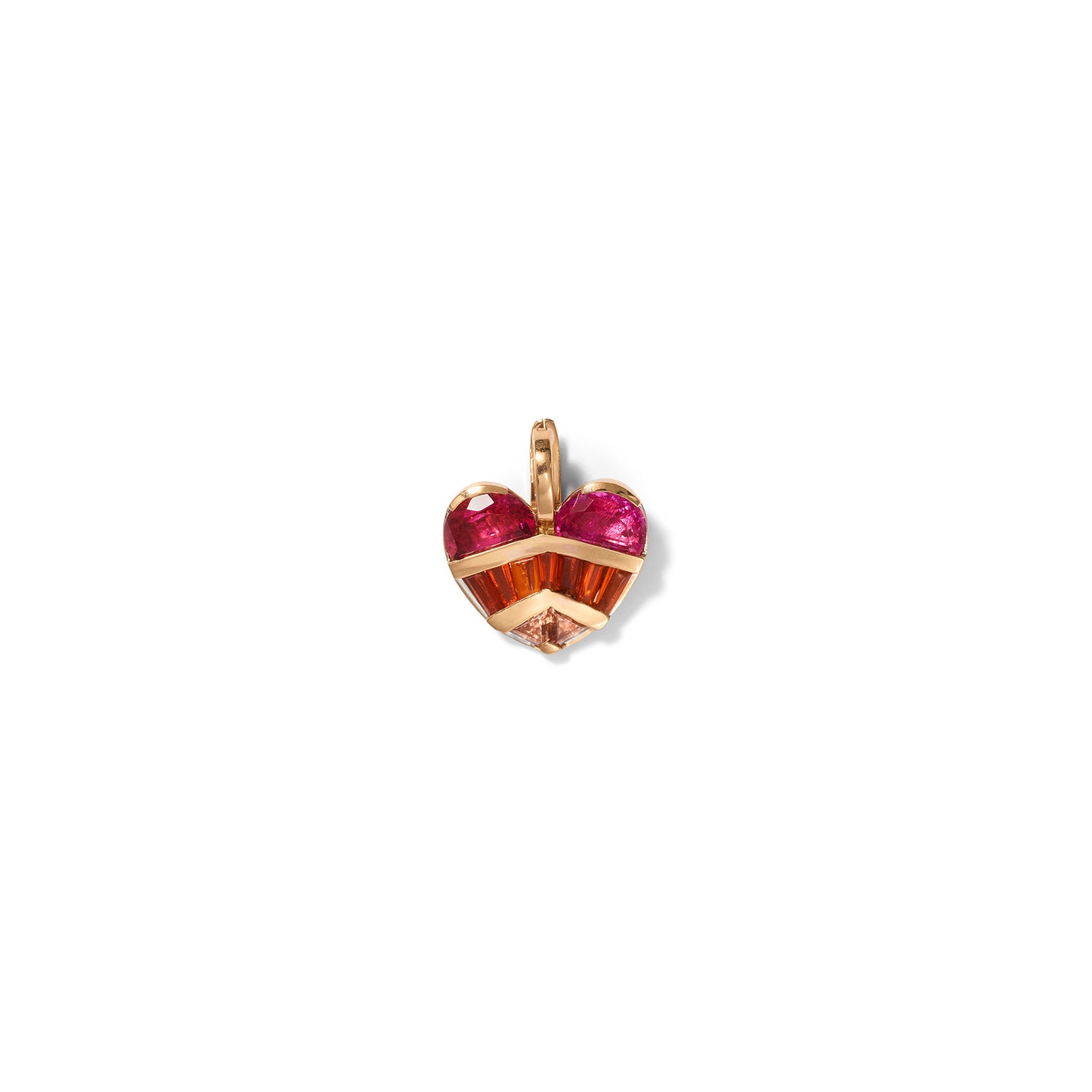 Strapped Heart Pendant - Rubellite