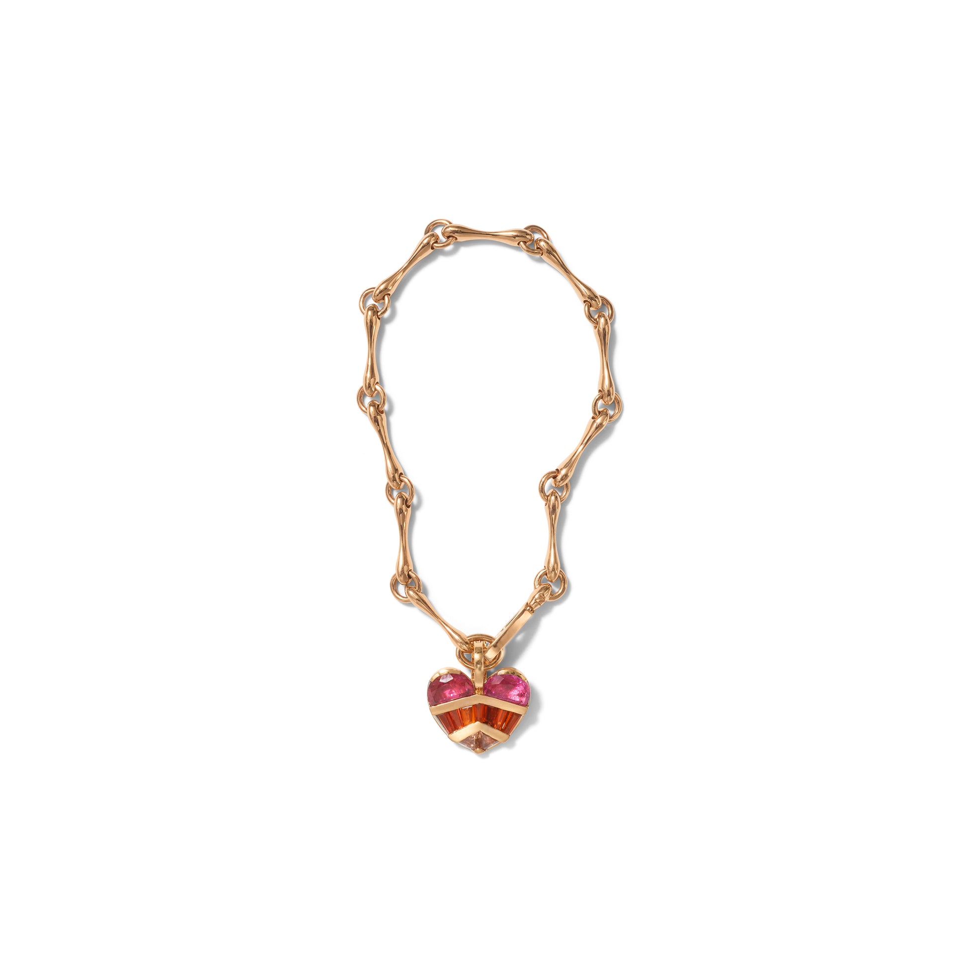 Strapped Heart Pendant - Rubellite