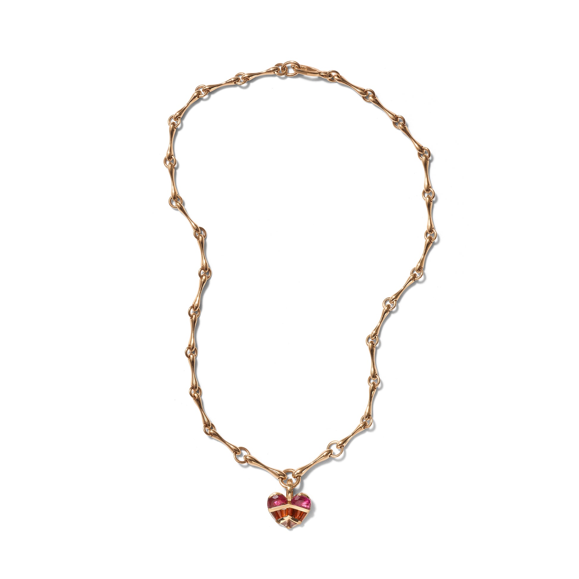 Strapped Heart Pendant - Rubellite